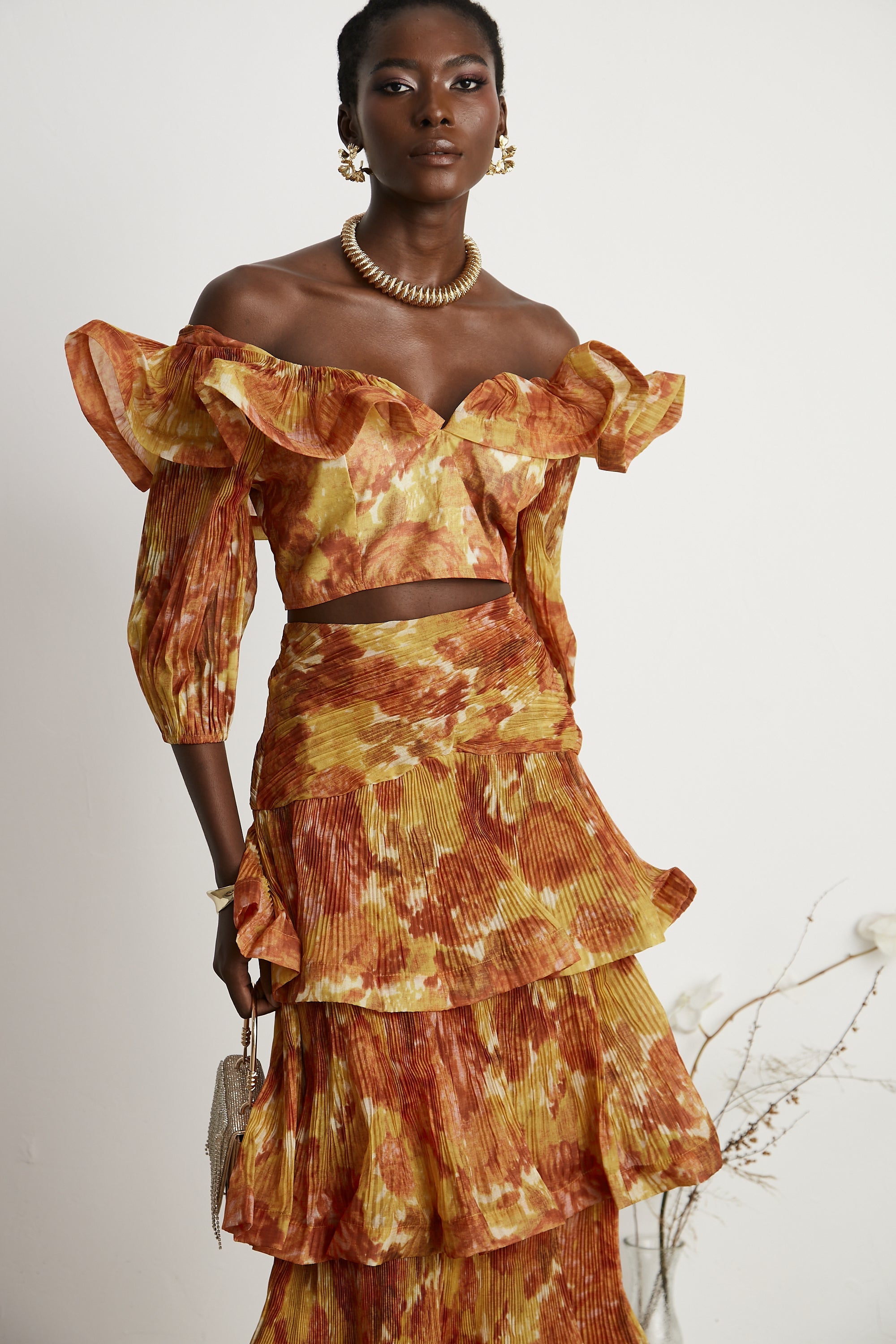 Océane graphic-print ruffled top & skirt matching set (US Only)