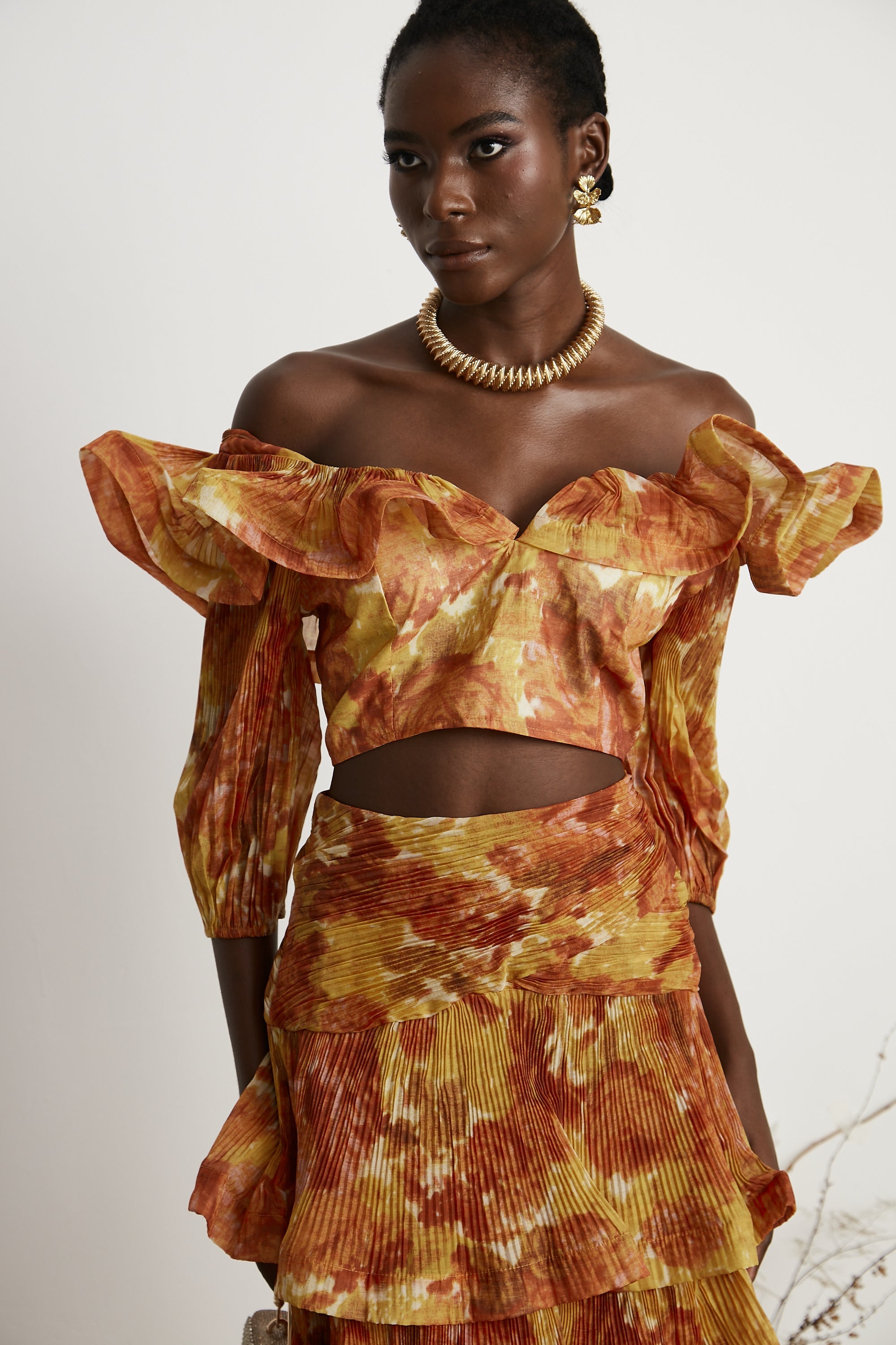 Océane graphic-print ruffled top & skirt matching set (US Only)