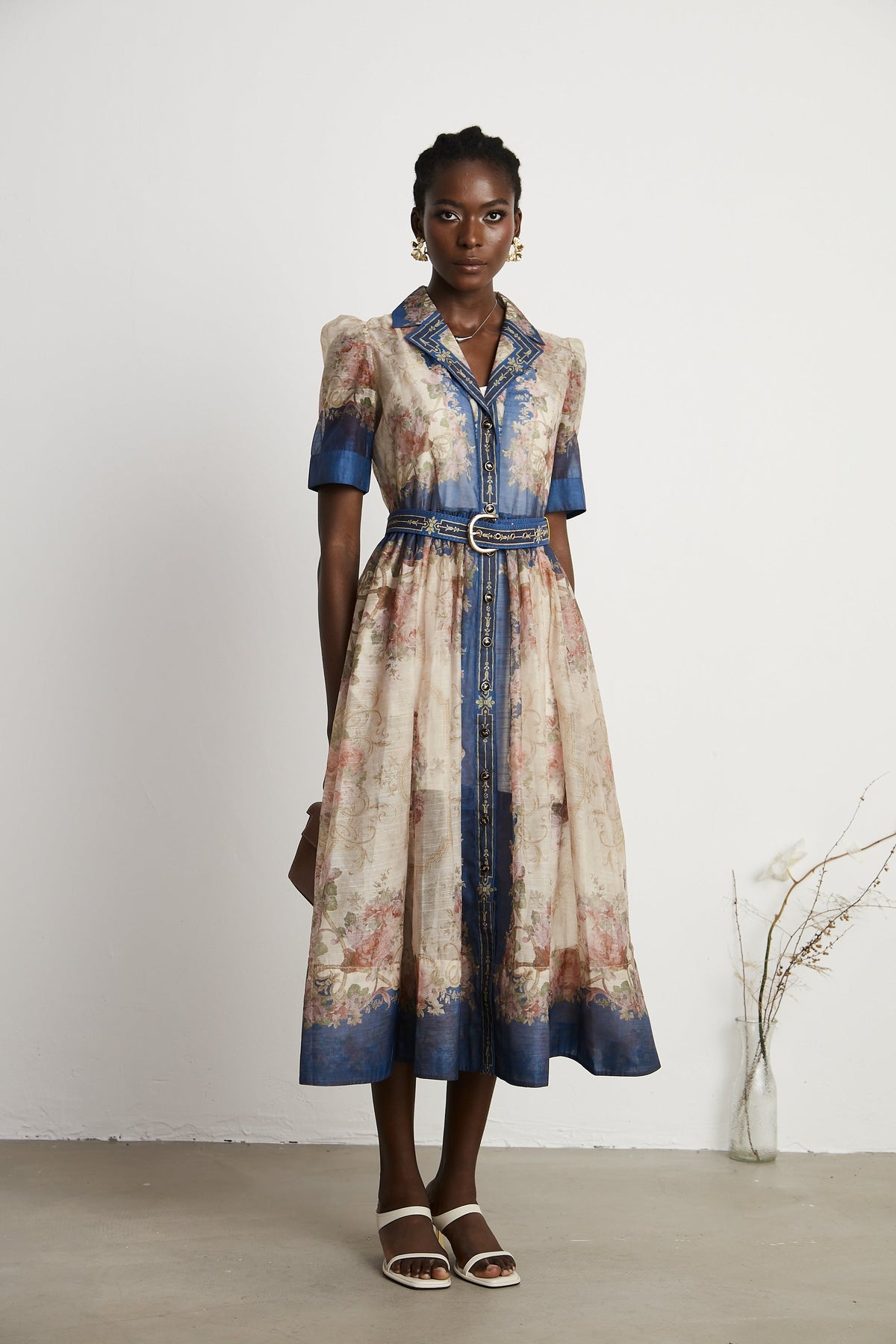 Aélis pattern-print midi dress - Blue
