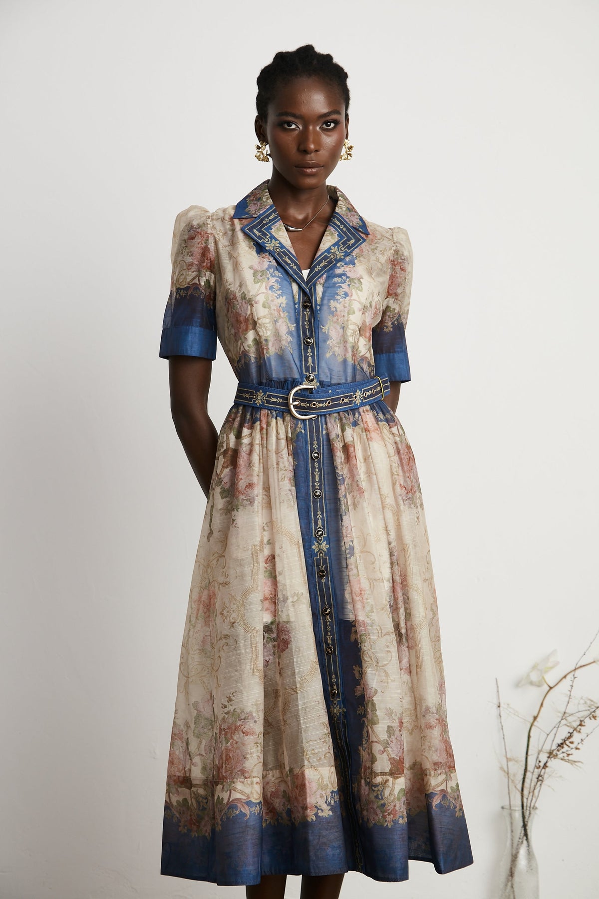 Aélis pattern-print midi dress - Blue