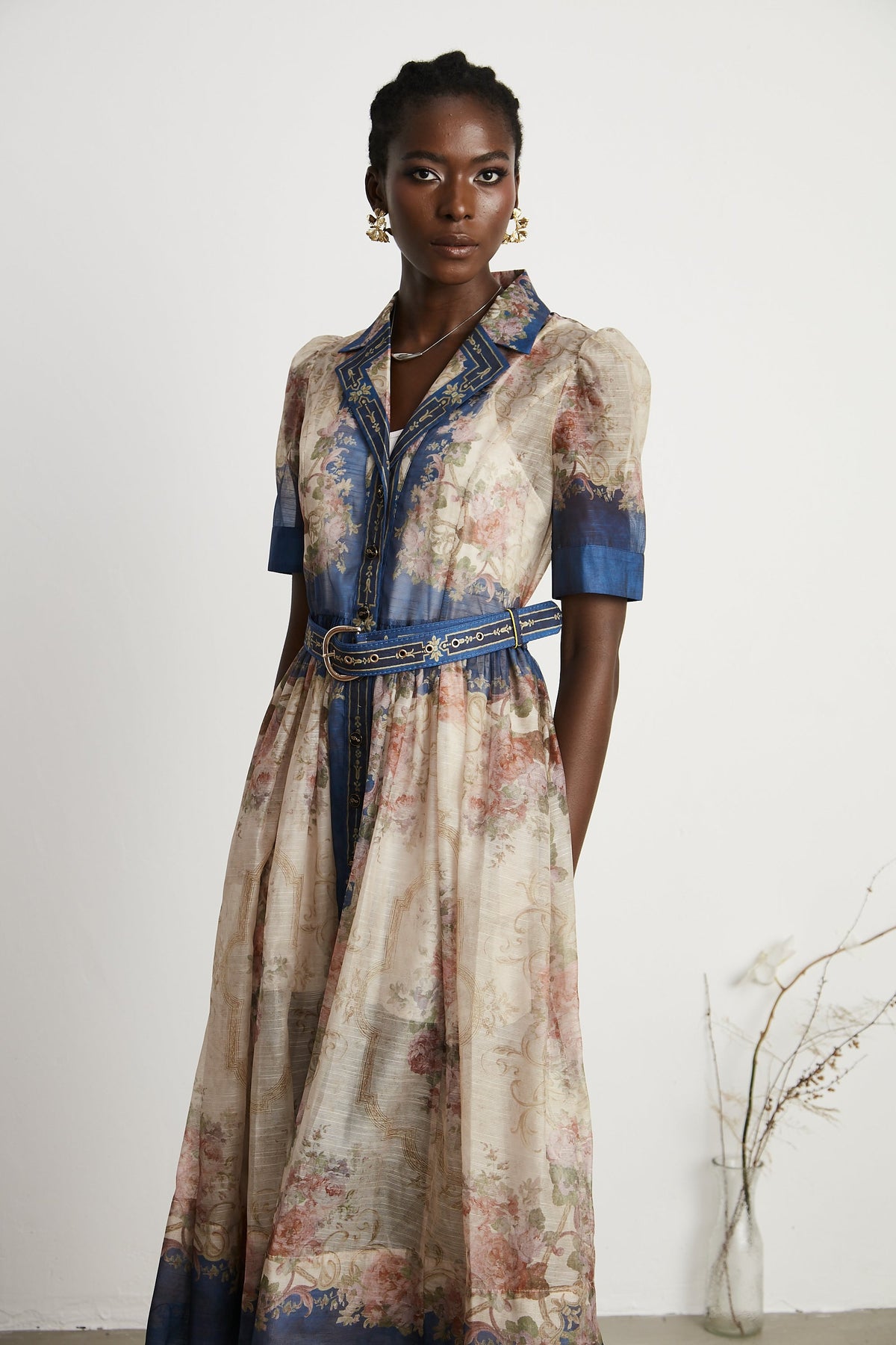 Aélis pattern-print midi dress - Blue