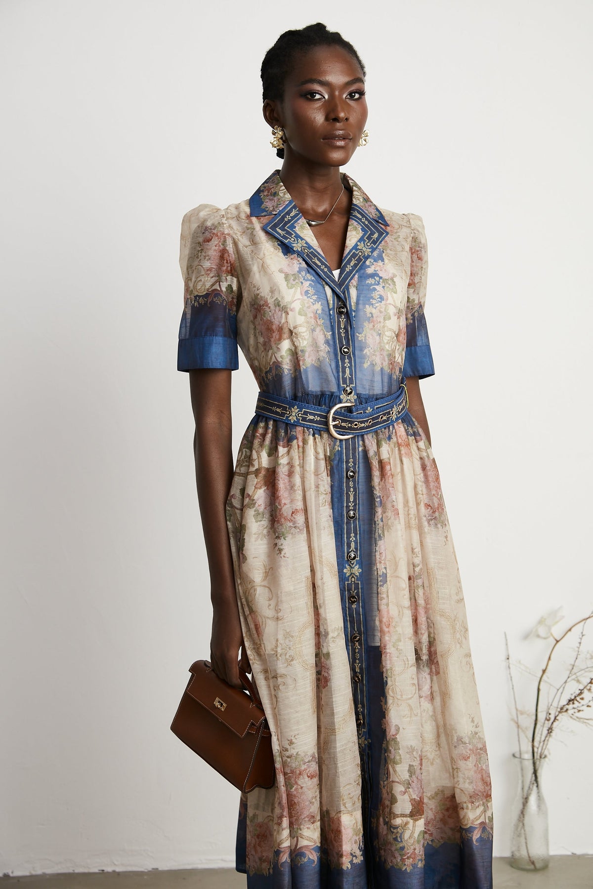 Aélis pattern-print midi dress - Blue
