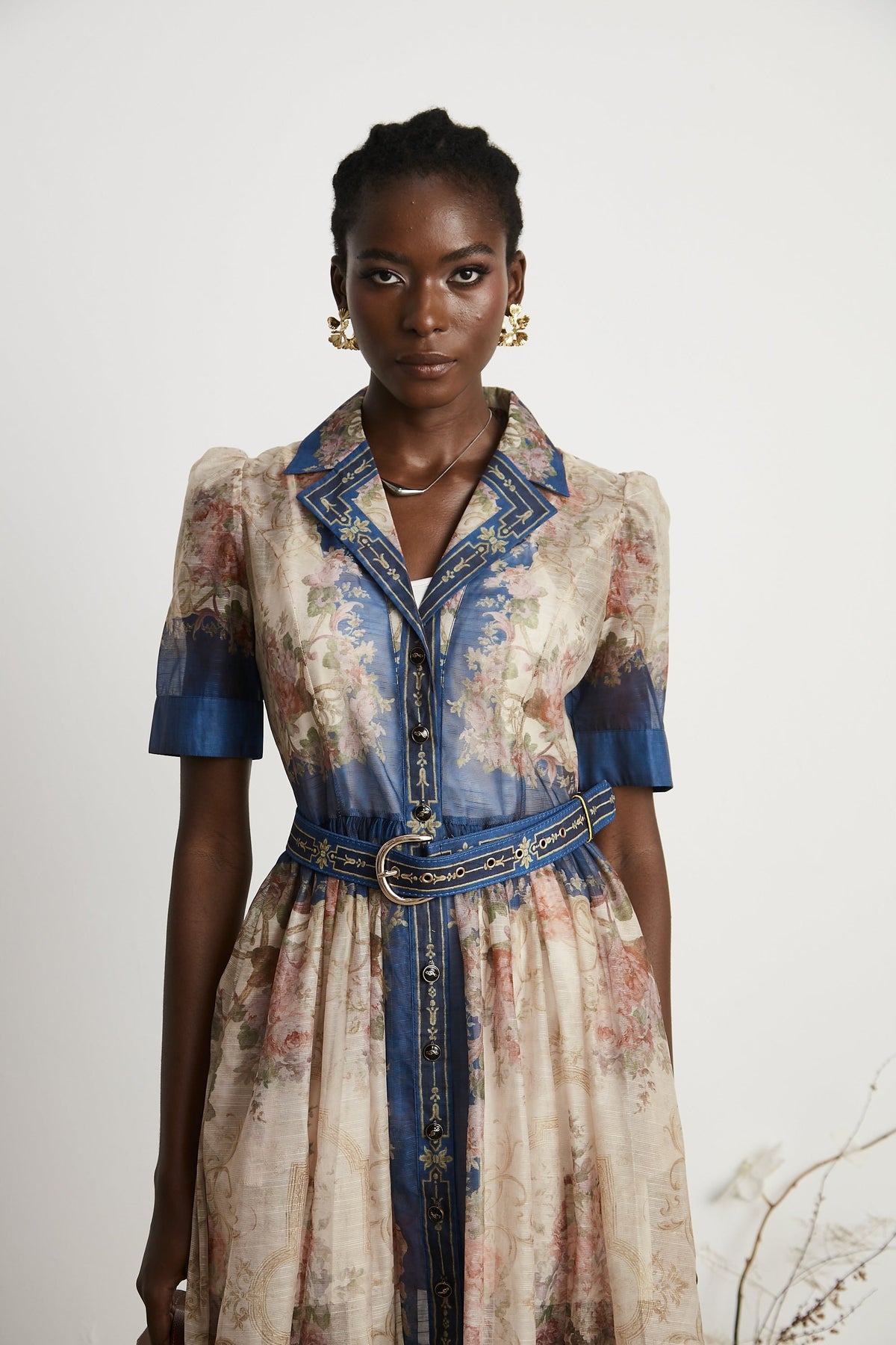 Aélis pattern-print midi dress - Blue