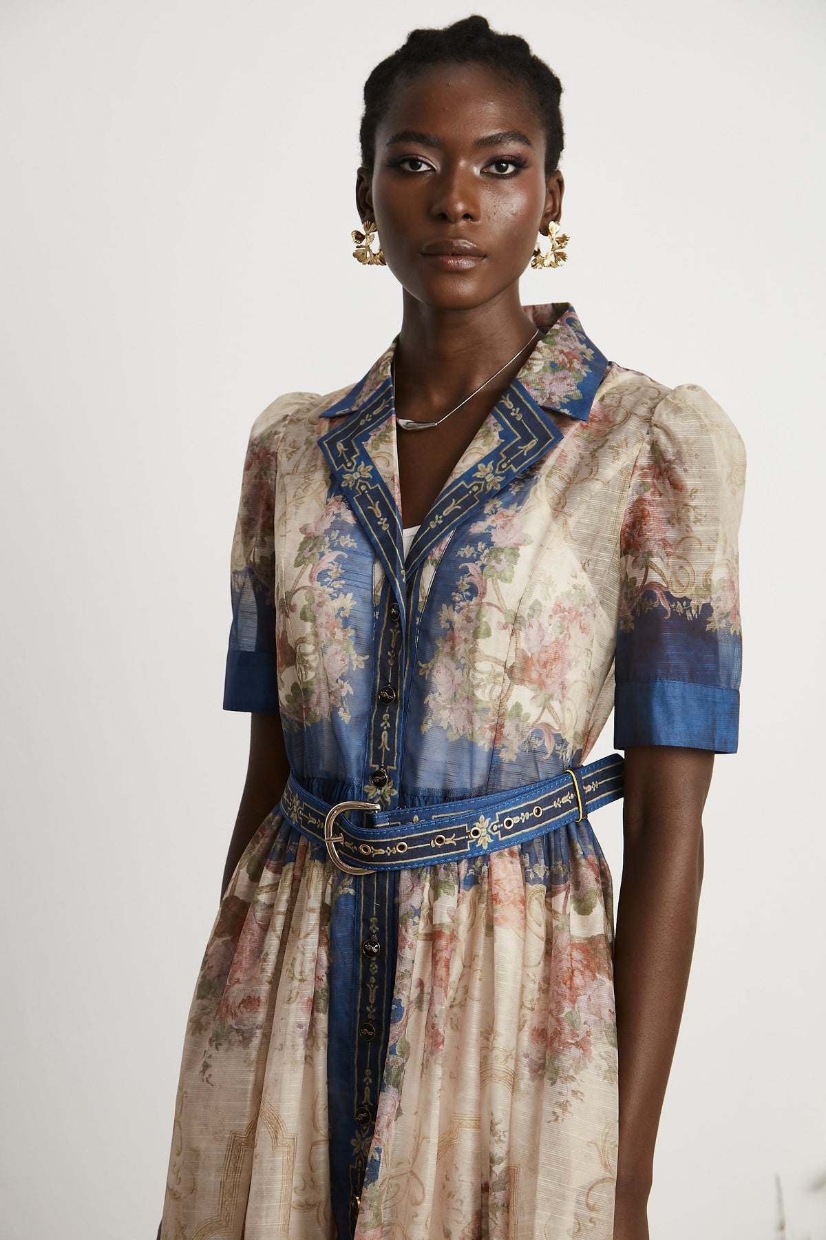Aélis pattern-print midi dress - Blue