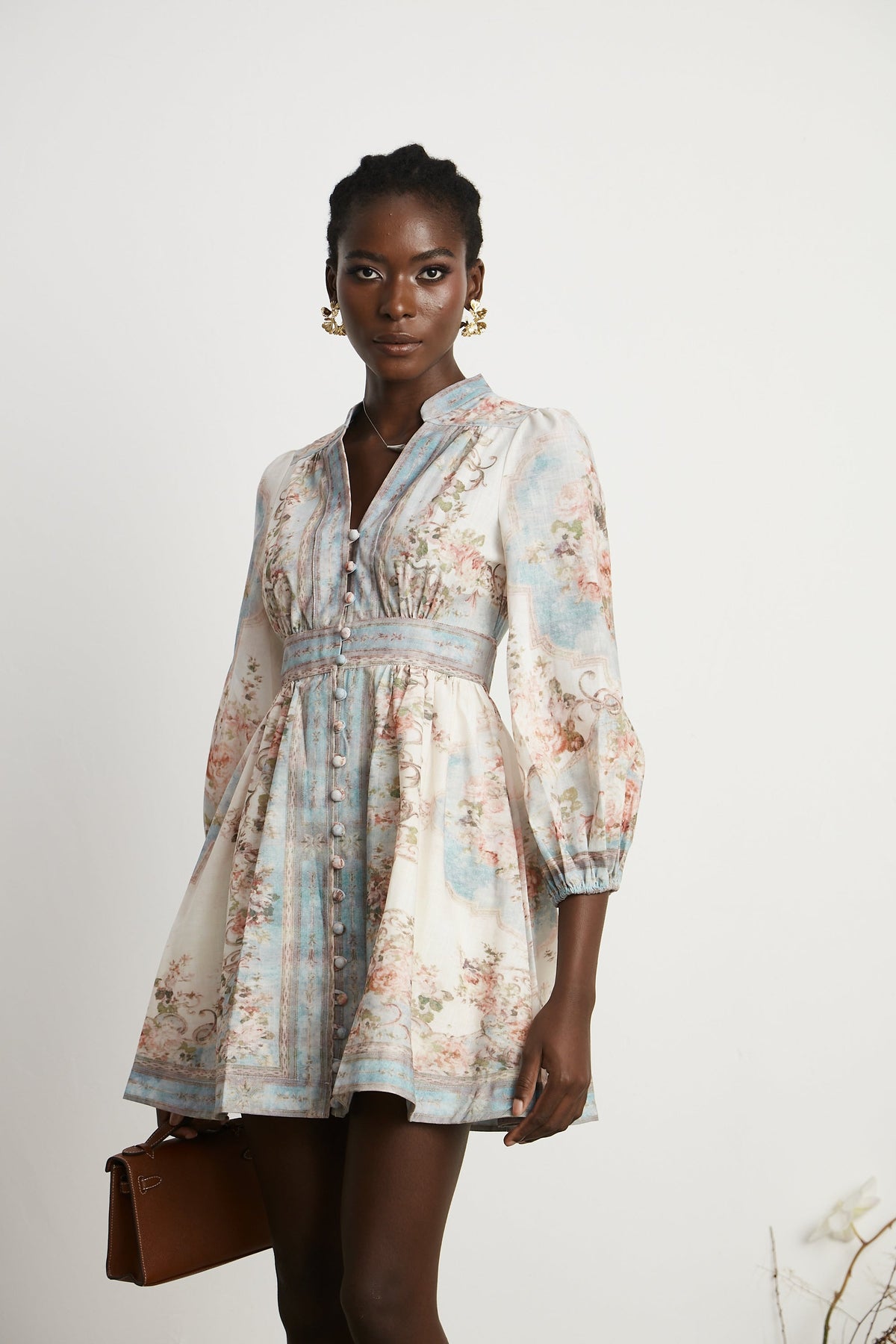 Clémence Romantic Floral Print Mini Dress