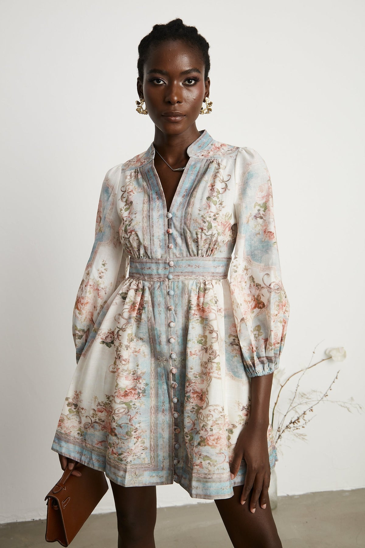 Clémence Romantic Floral Print Mini Dress