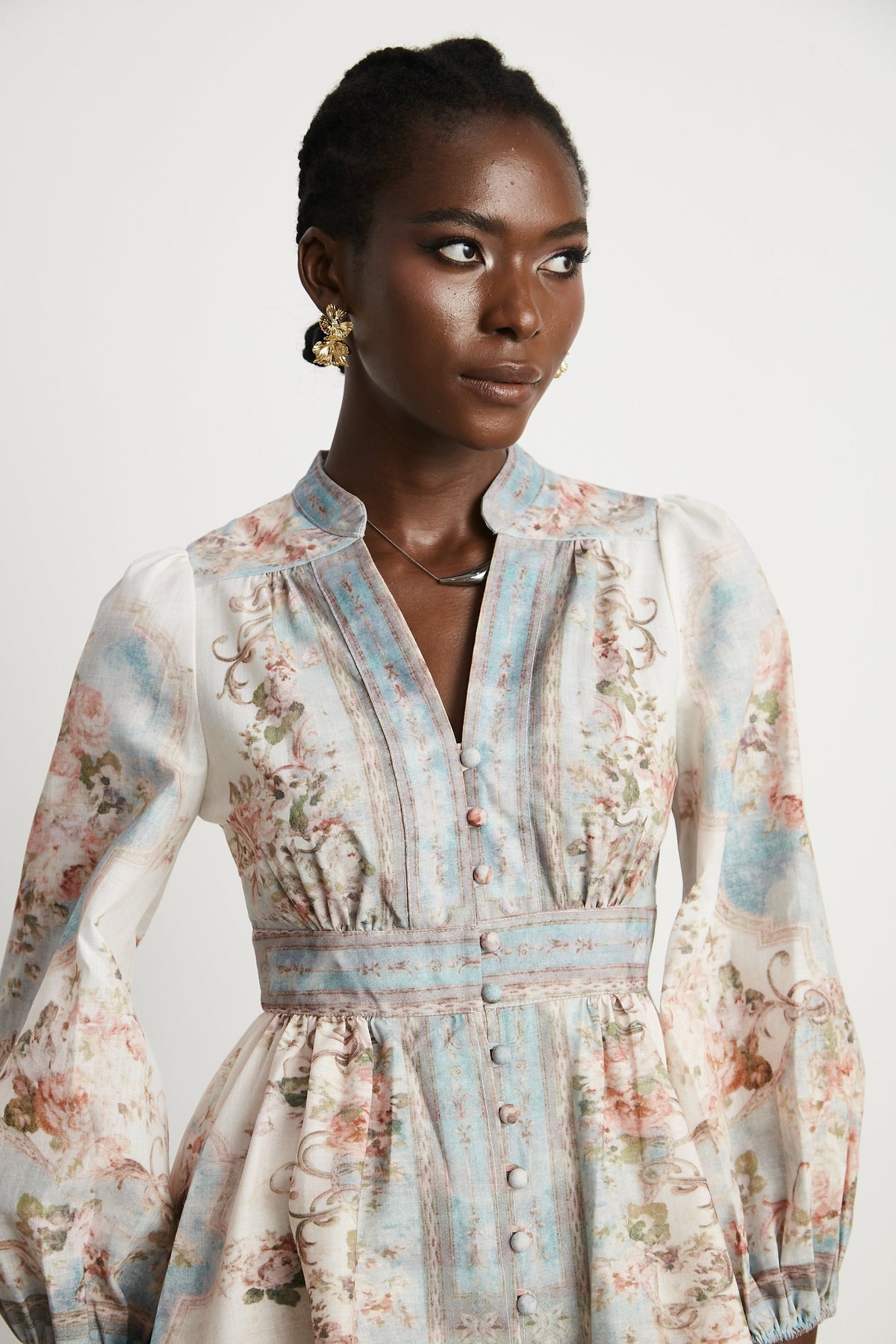 Clémence Romantic Floral Print Mini Dress
