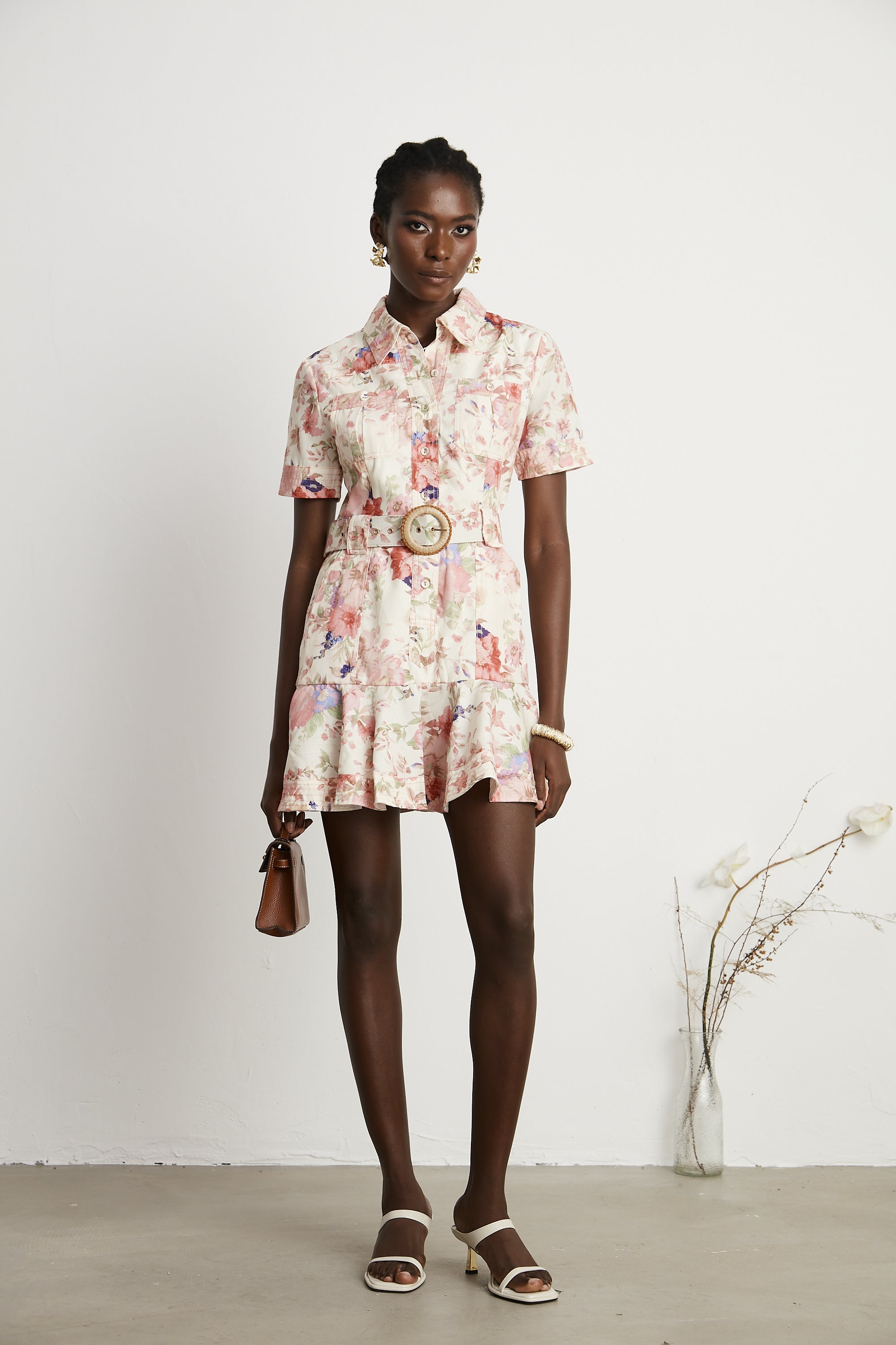 Axelle belted floral-print mini dress (US Only)