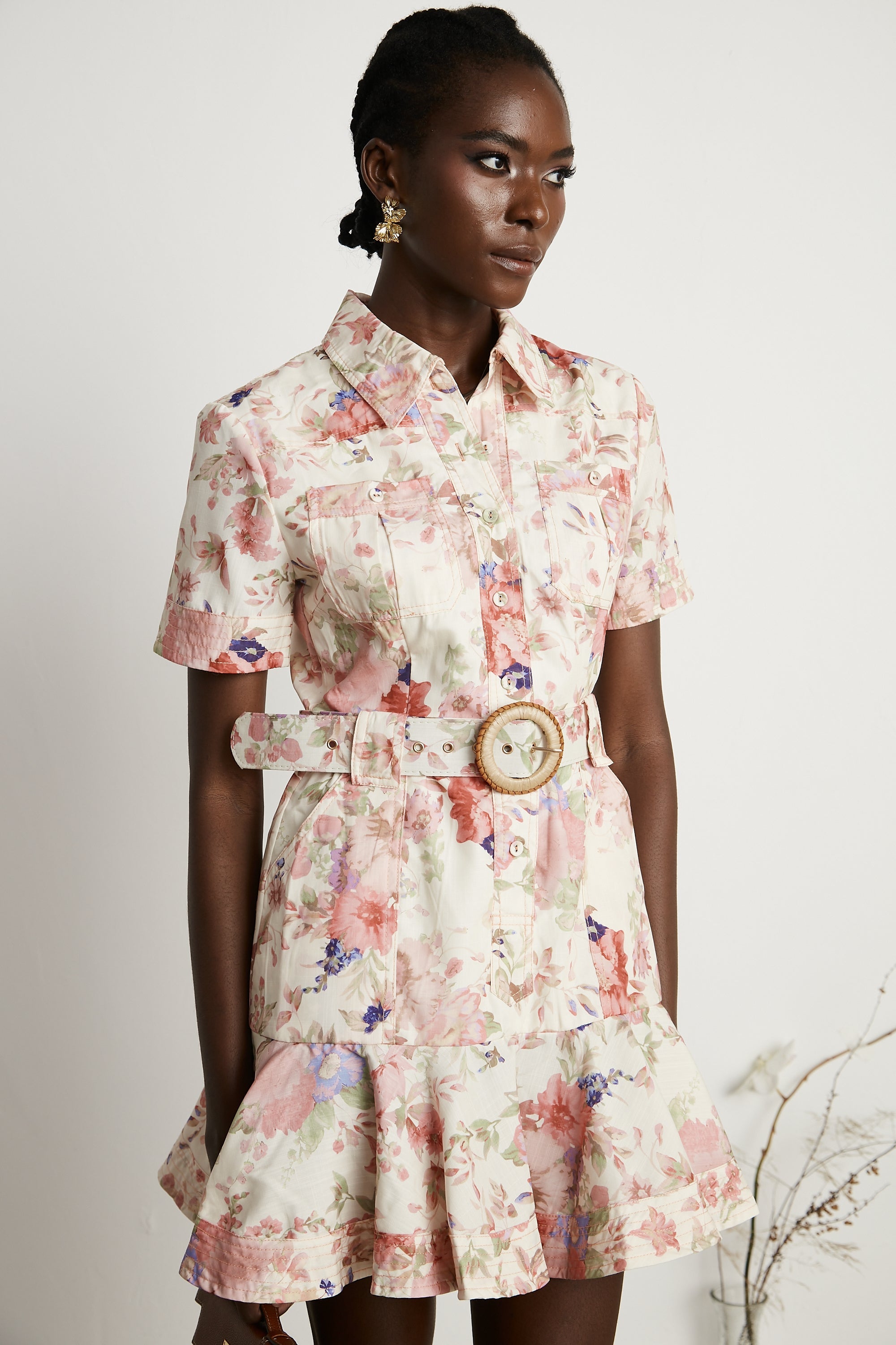 Axelle belted floral-print mini dress (US Only)