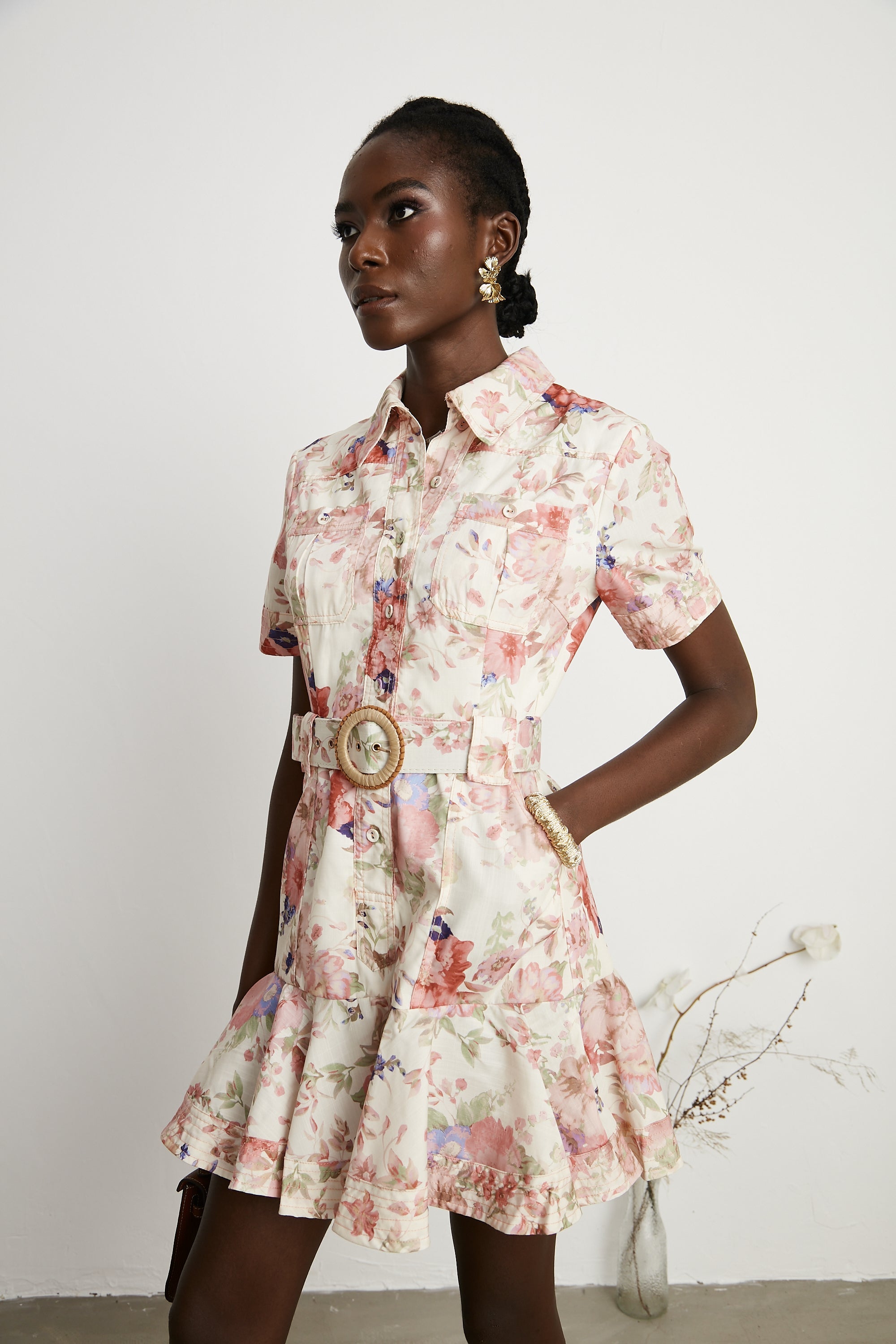 Axelle belted floral-print mini dress (US Only)