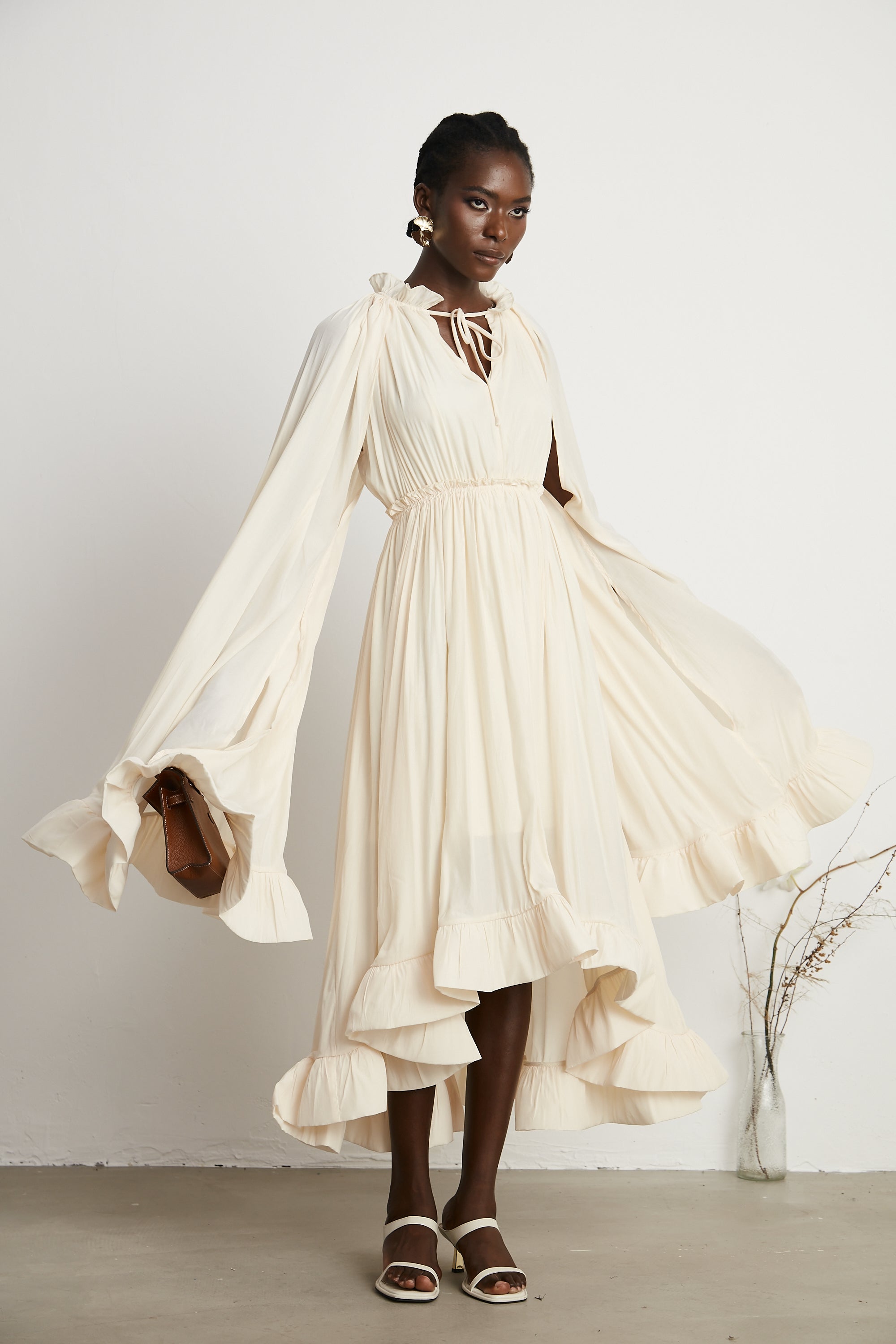 Charlene cape-design midi dress (Final Sale-US Only)