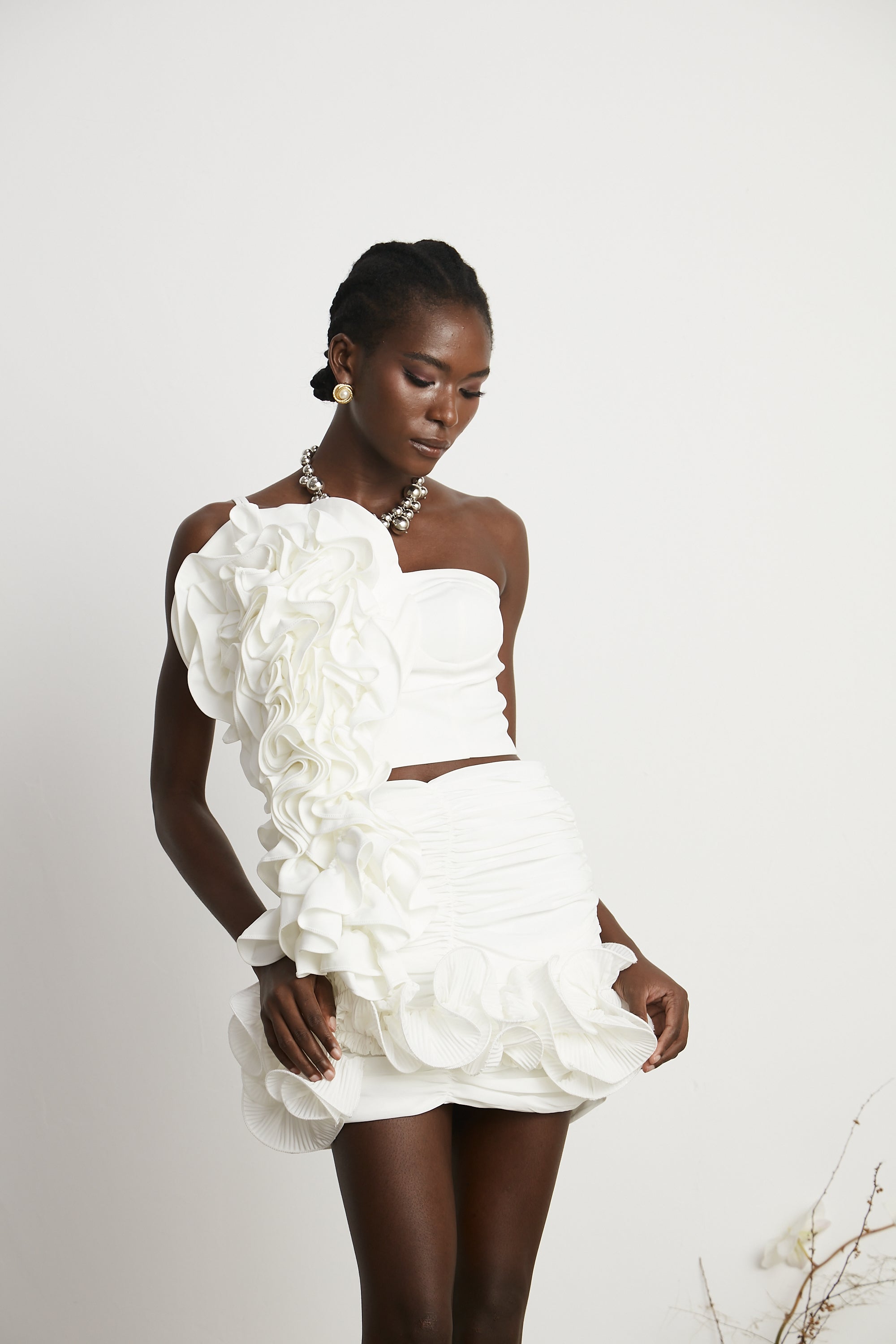 Sylvie ruched ruffled mini skirt (US Only)