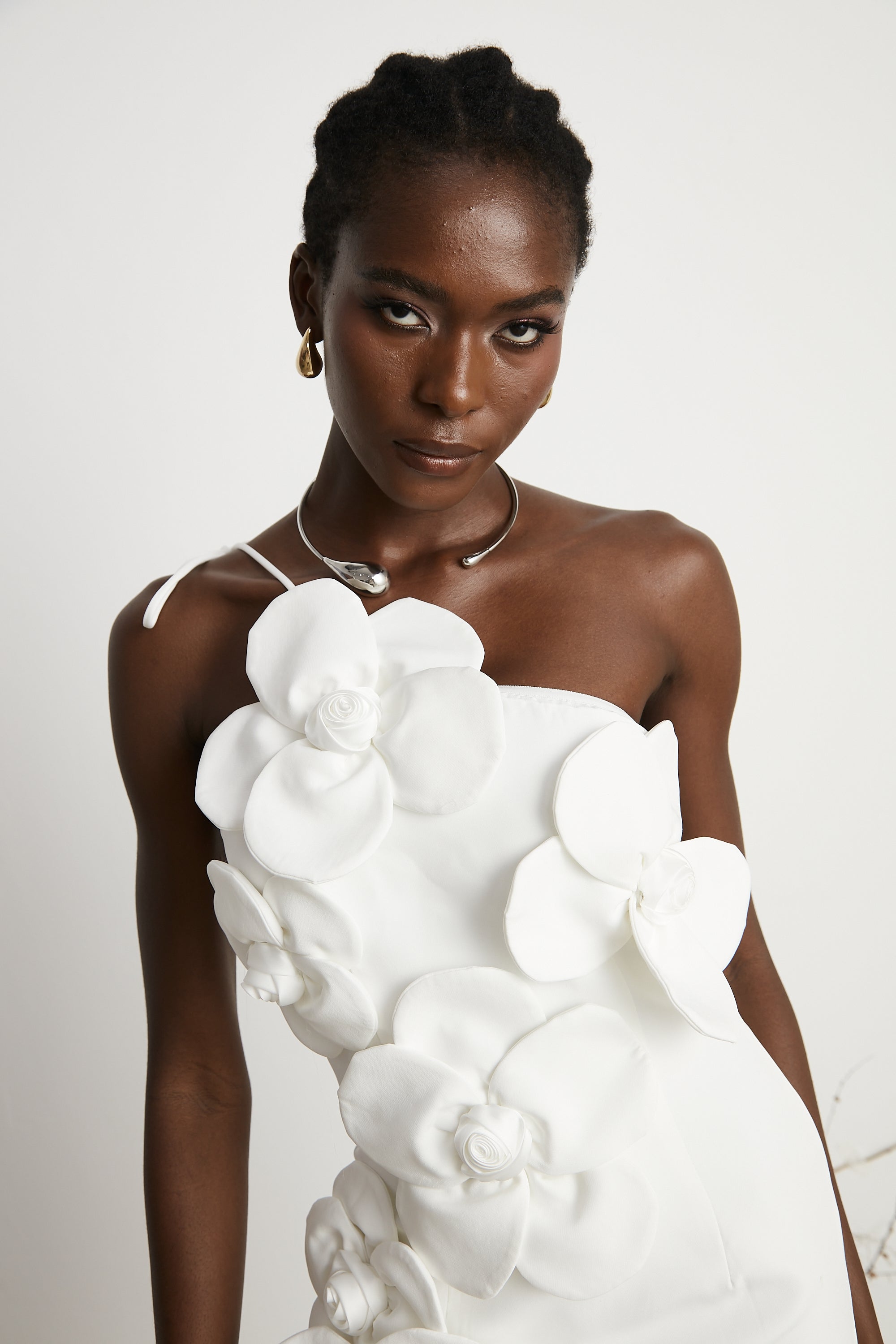 Liane floral off-shoulder mini dress in White