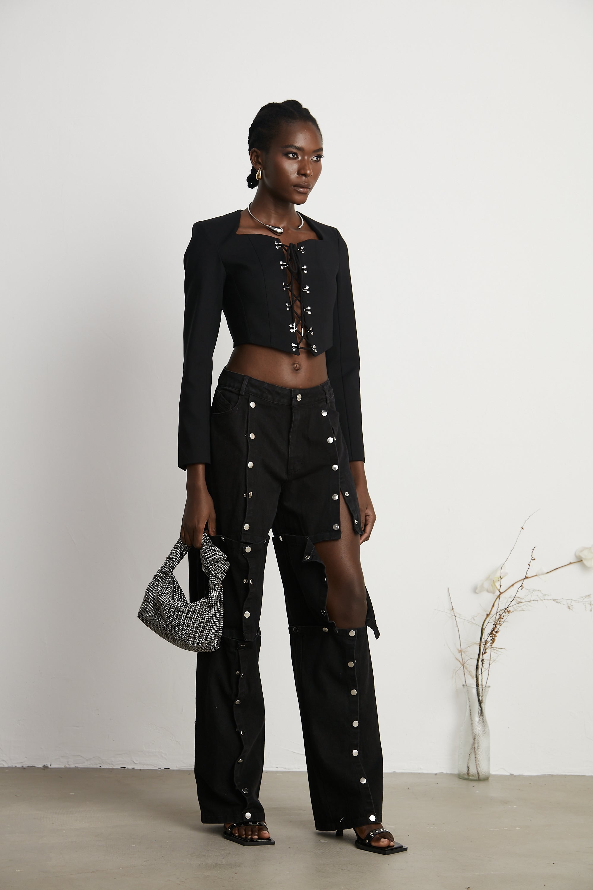Janelle buttoned straight-leg jeans (US Only)