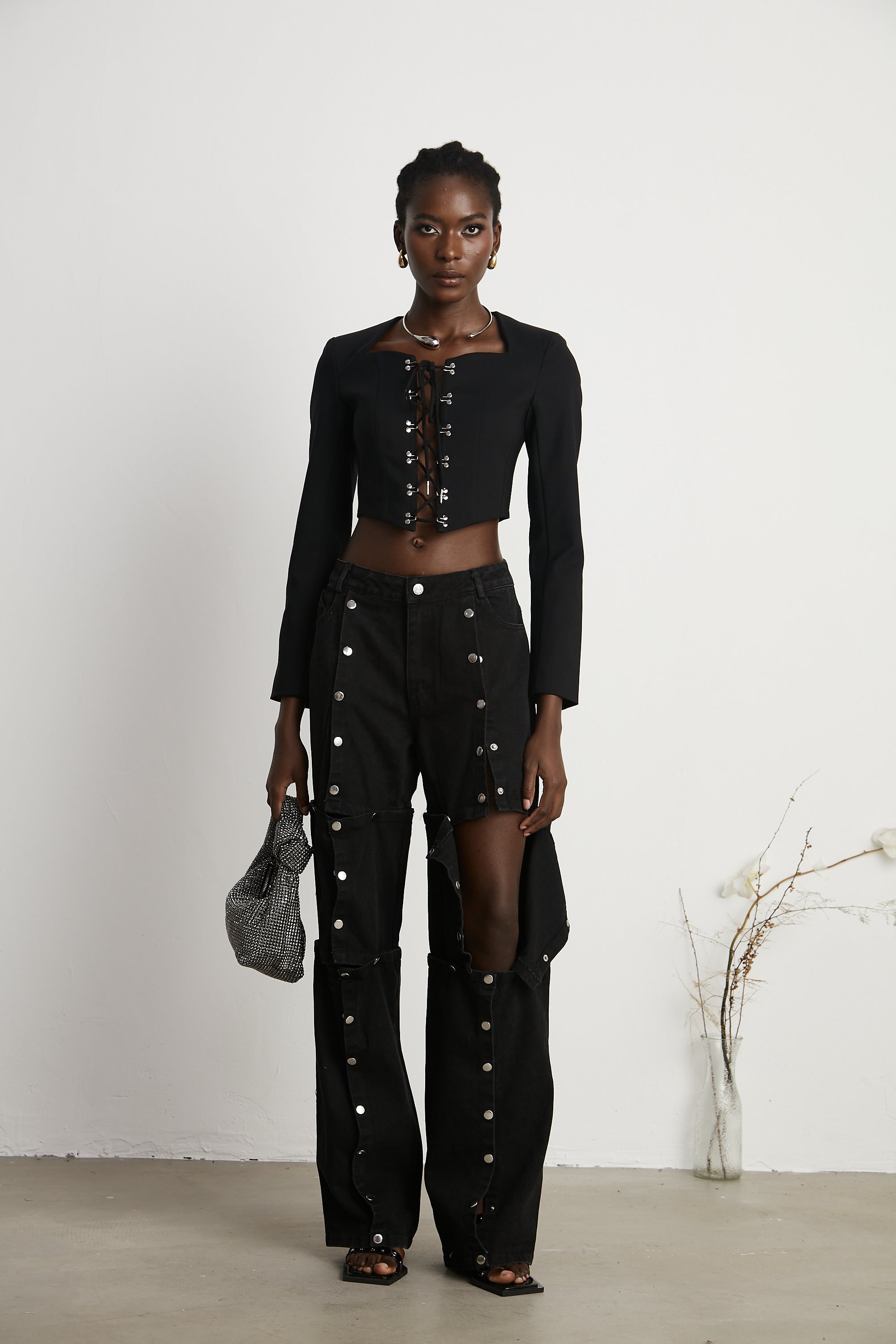 Janelle buttoned straight-leg jeans (US Only)