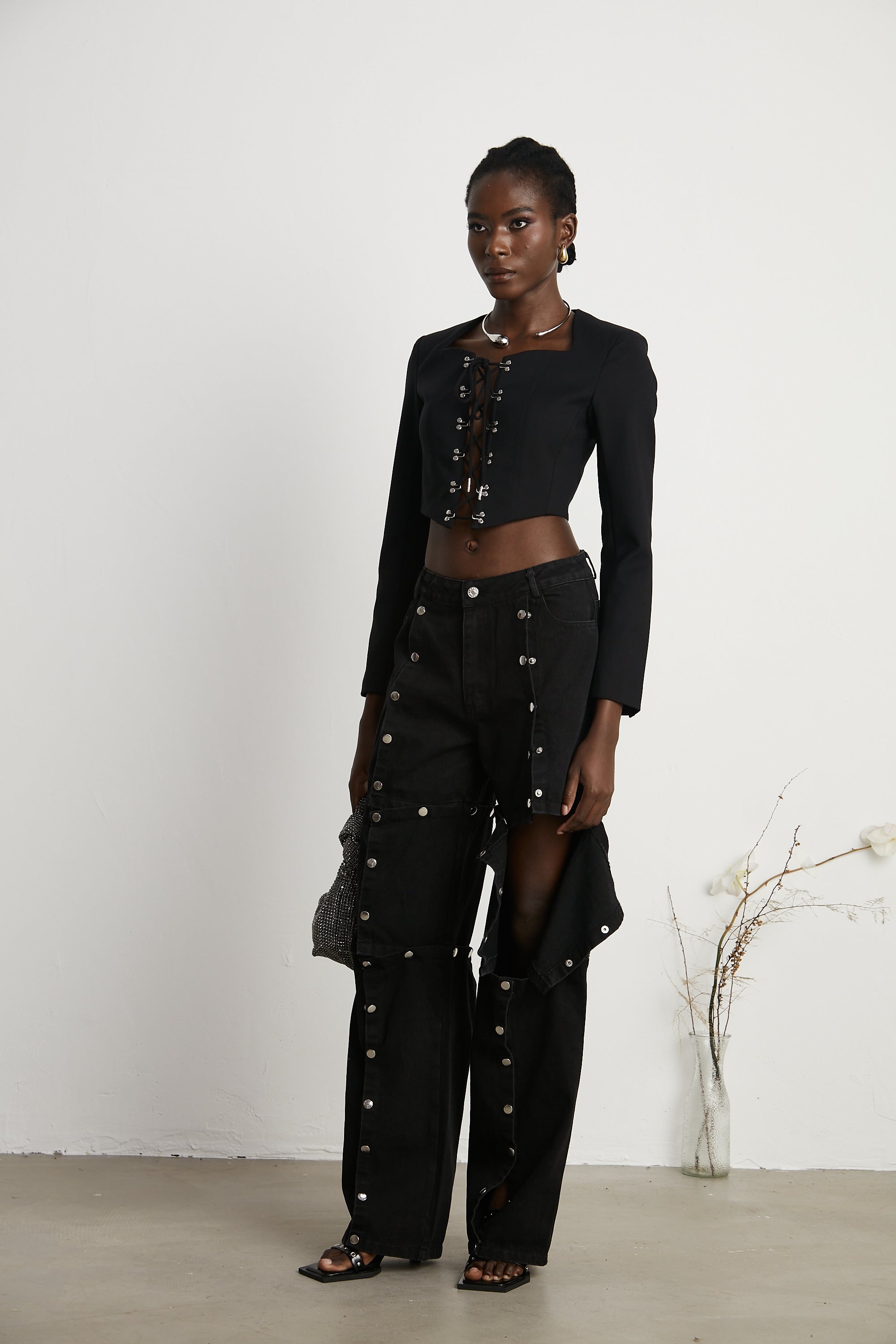 Janelle buttoned straight-leg jeans (US Only)
