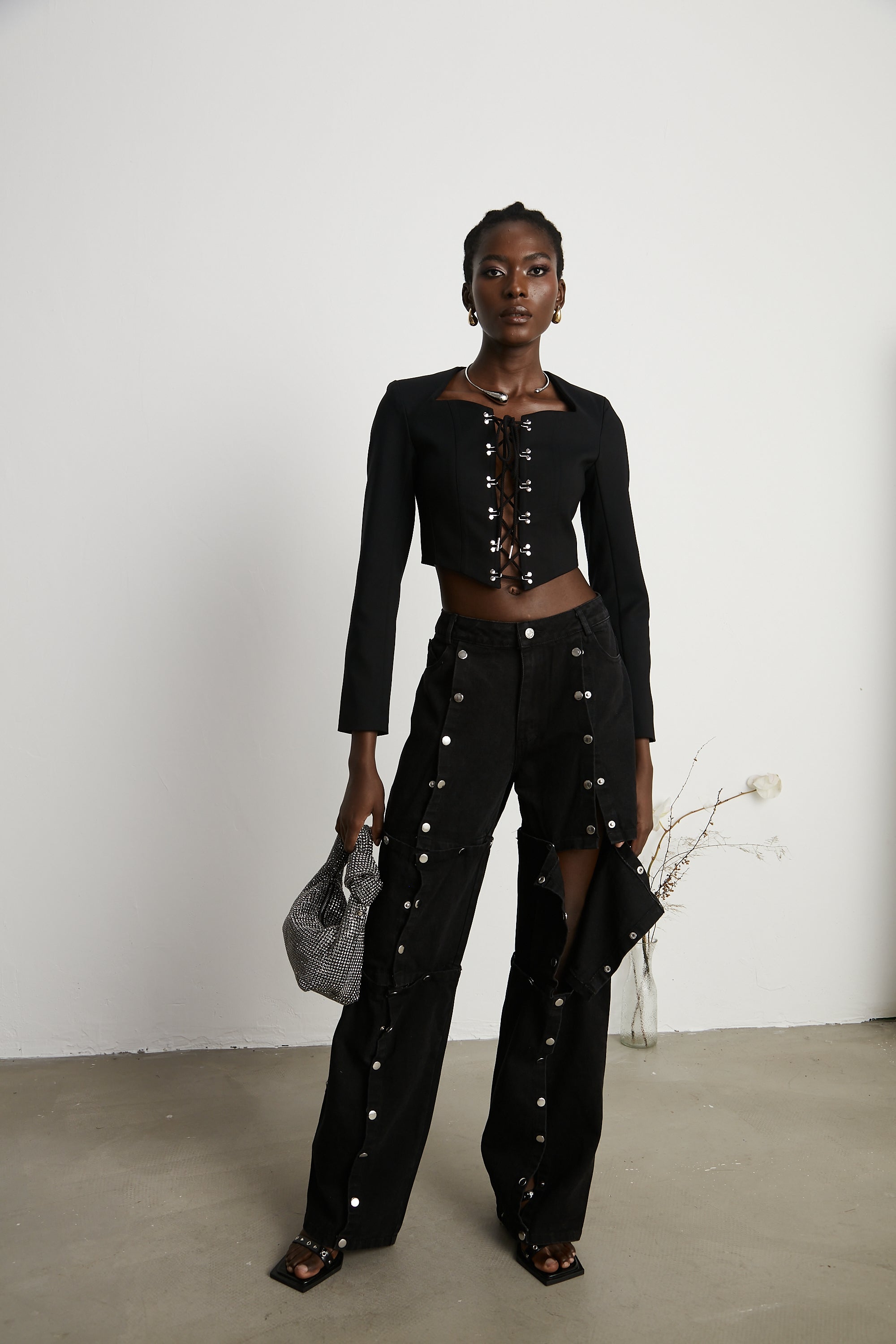 Janelle buttoned straight-leg jeans (US Only)
