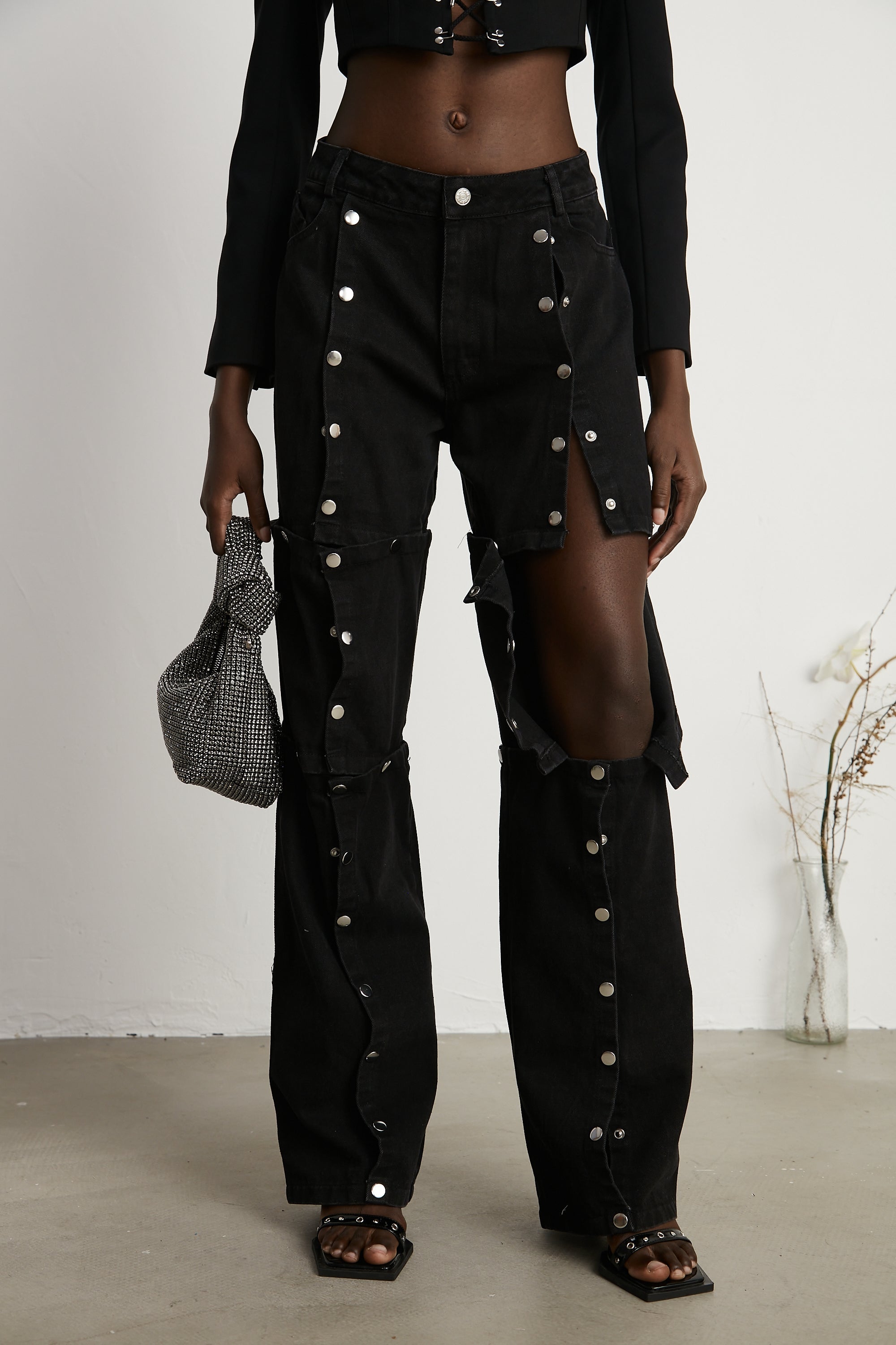 Janelle buttoned straight-leg jeans