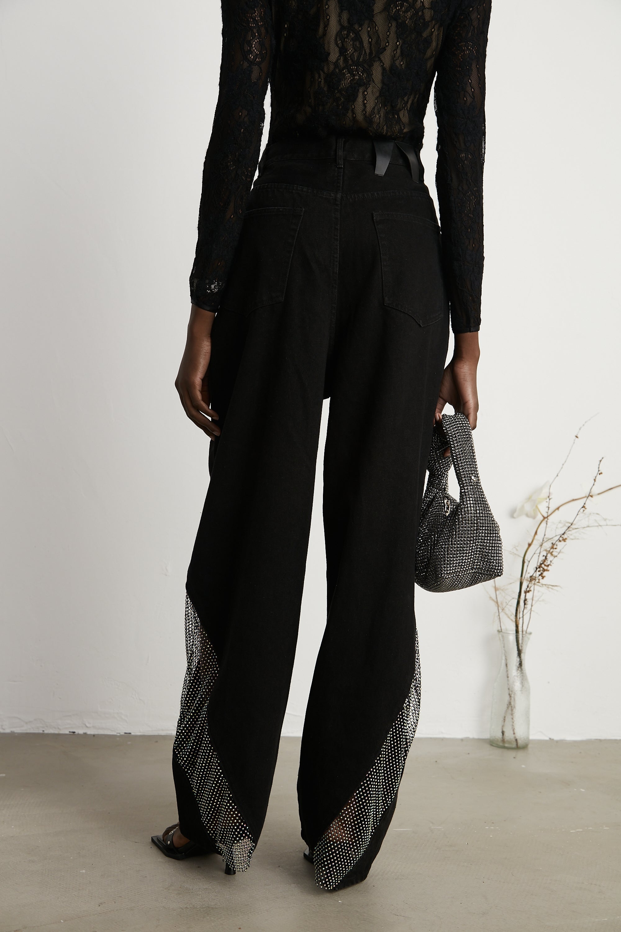 Thérèse mesh-panel wide-leg jeans (US Only)