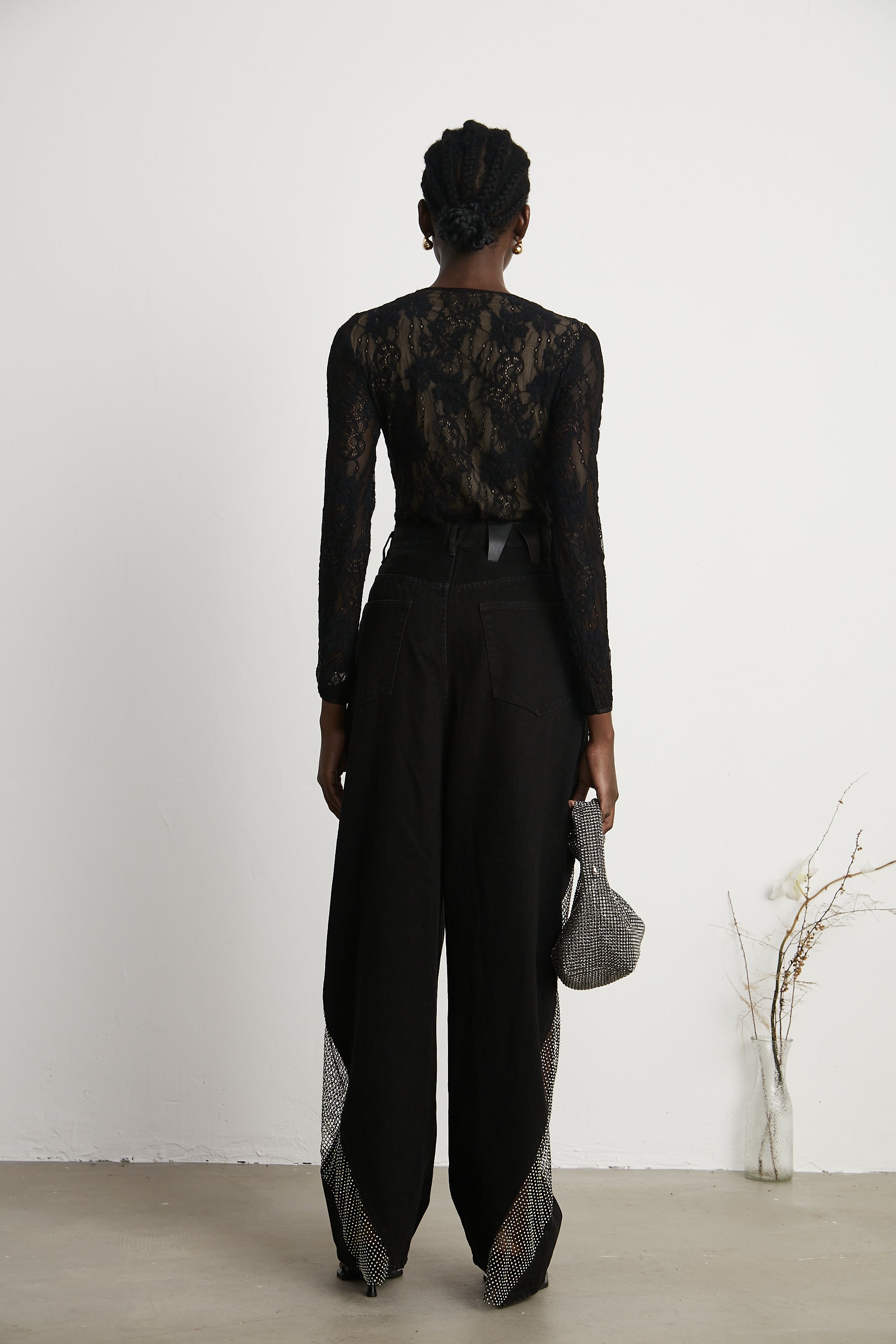Thérèse mesh-panel wide-leg jeans (US Only)