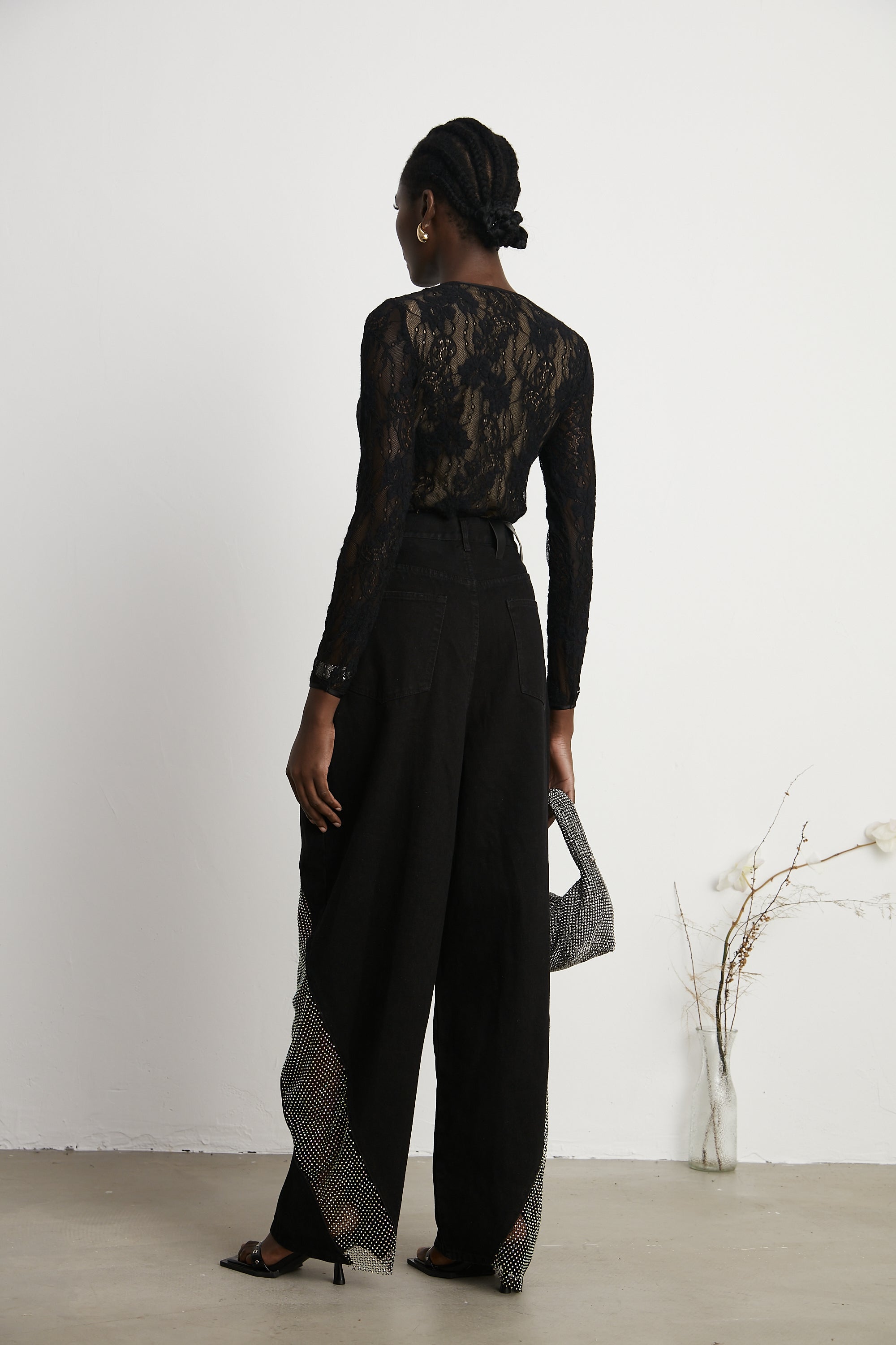 Thérèse mesh-panel wide-leg jeans (US Only)