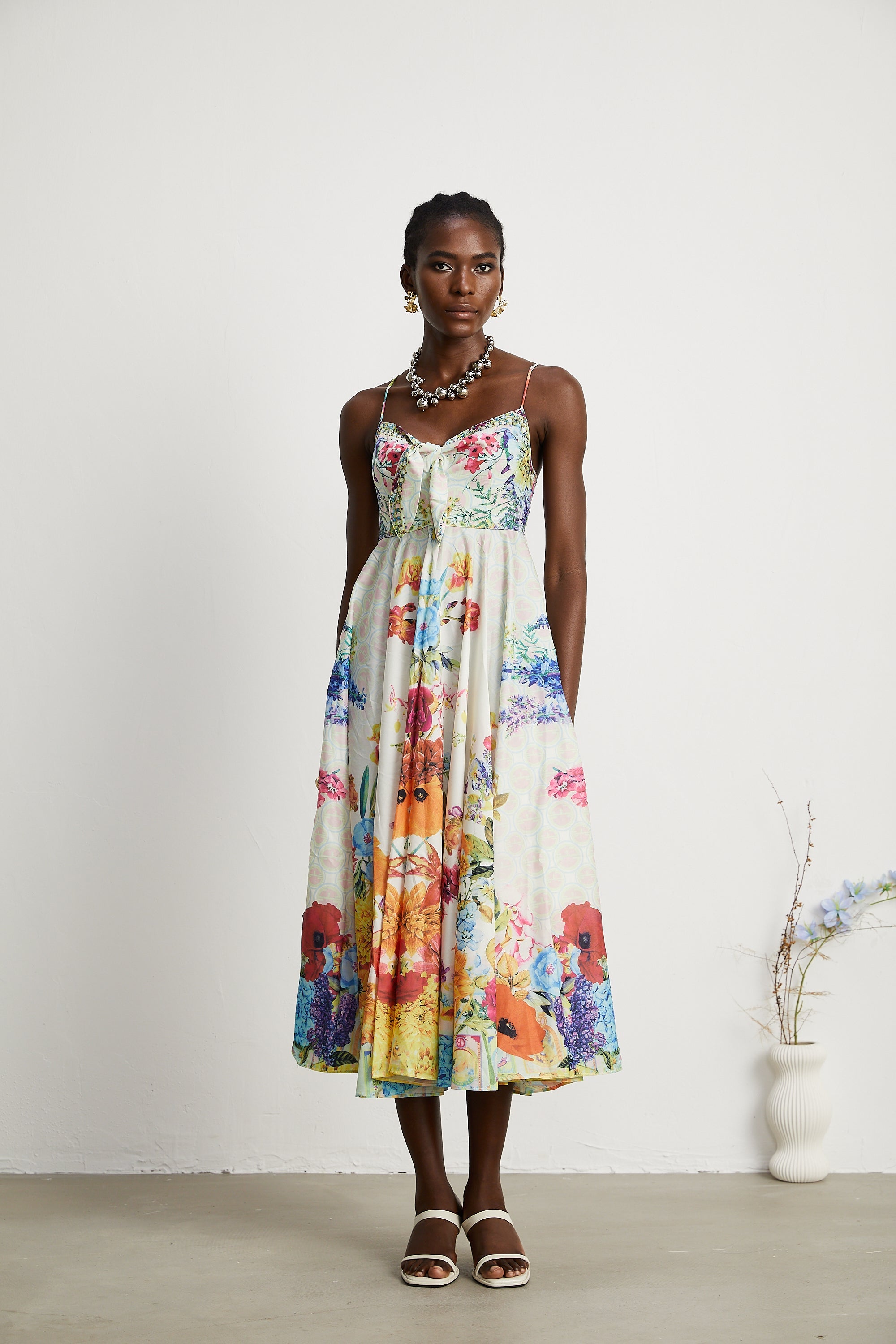 Sylvie tie-up floral-print midi dress (Final Sale-US Only)
