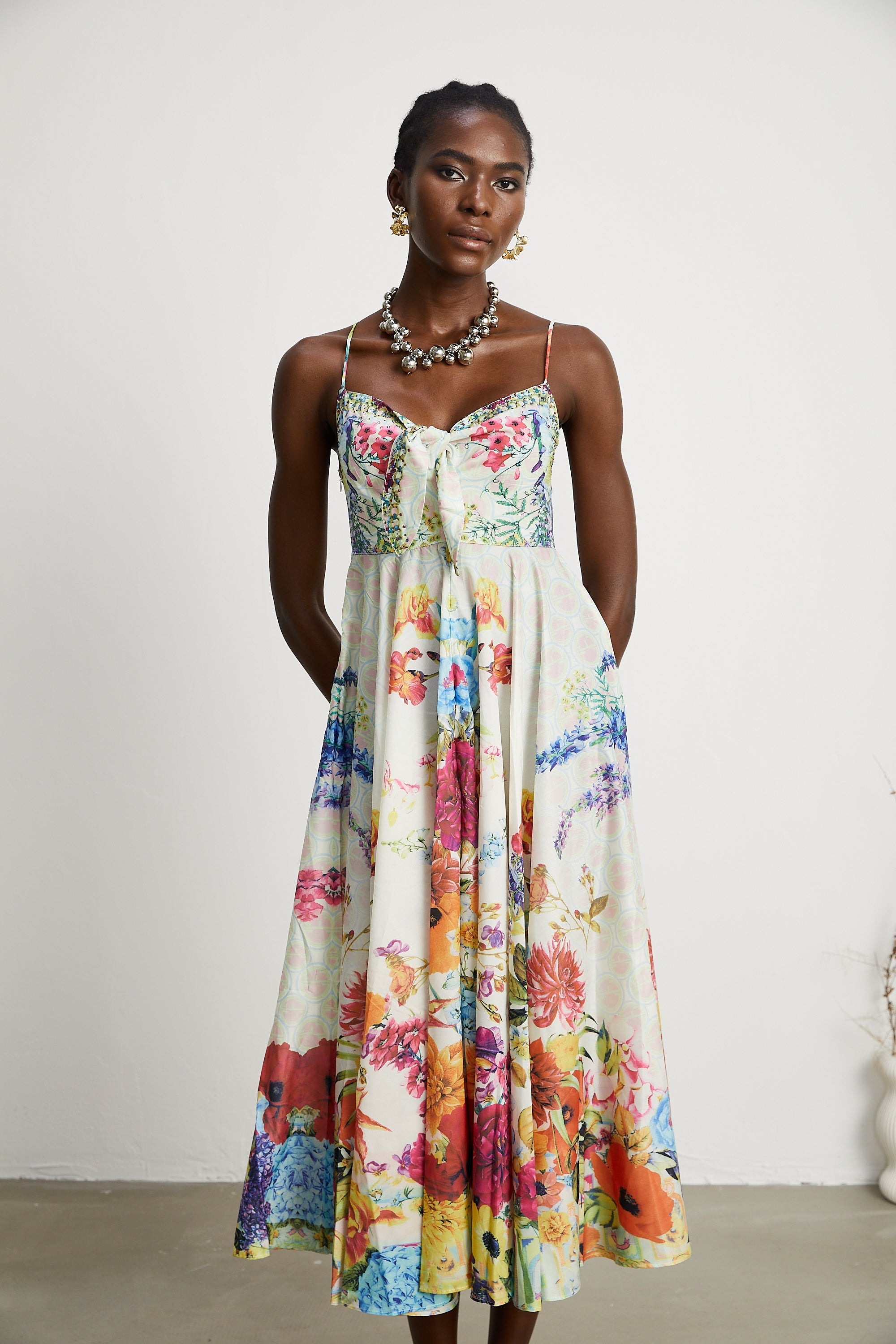 Sylvie tie-up floral-print midi dress (Final Sale-US Only)