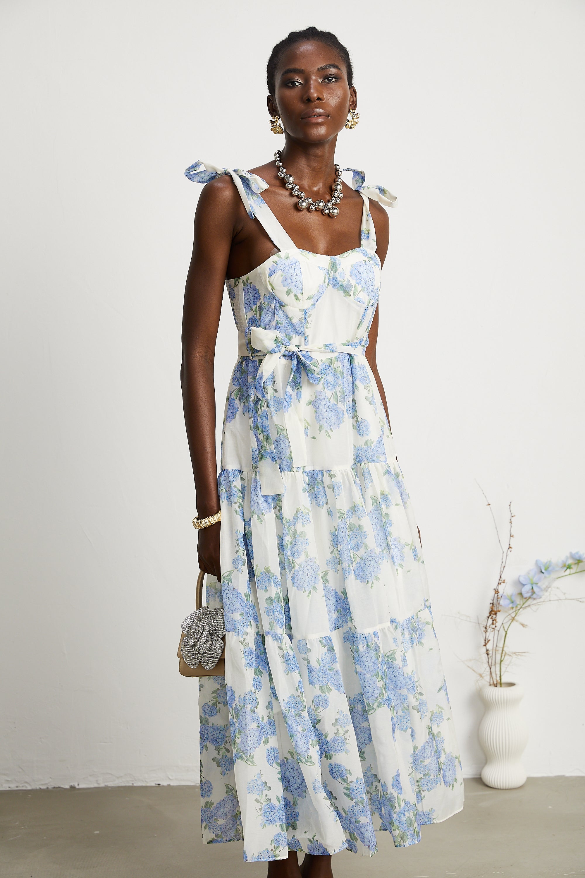 Sylvie floral-print pleated midi dress(US Only)