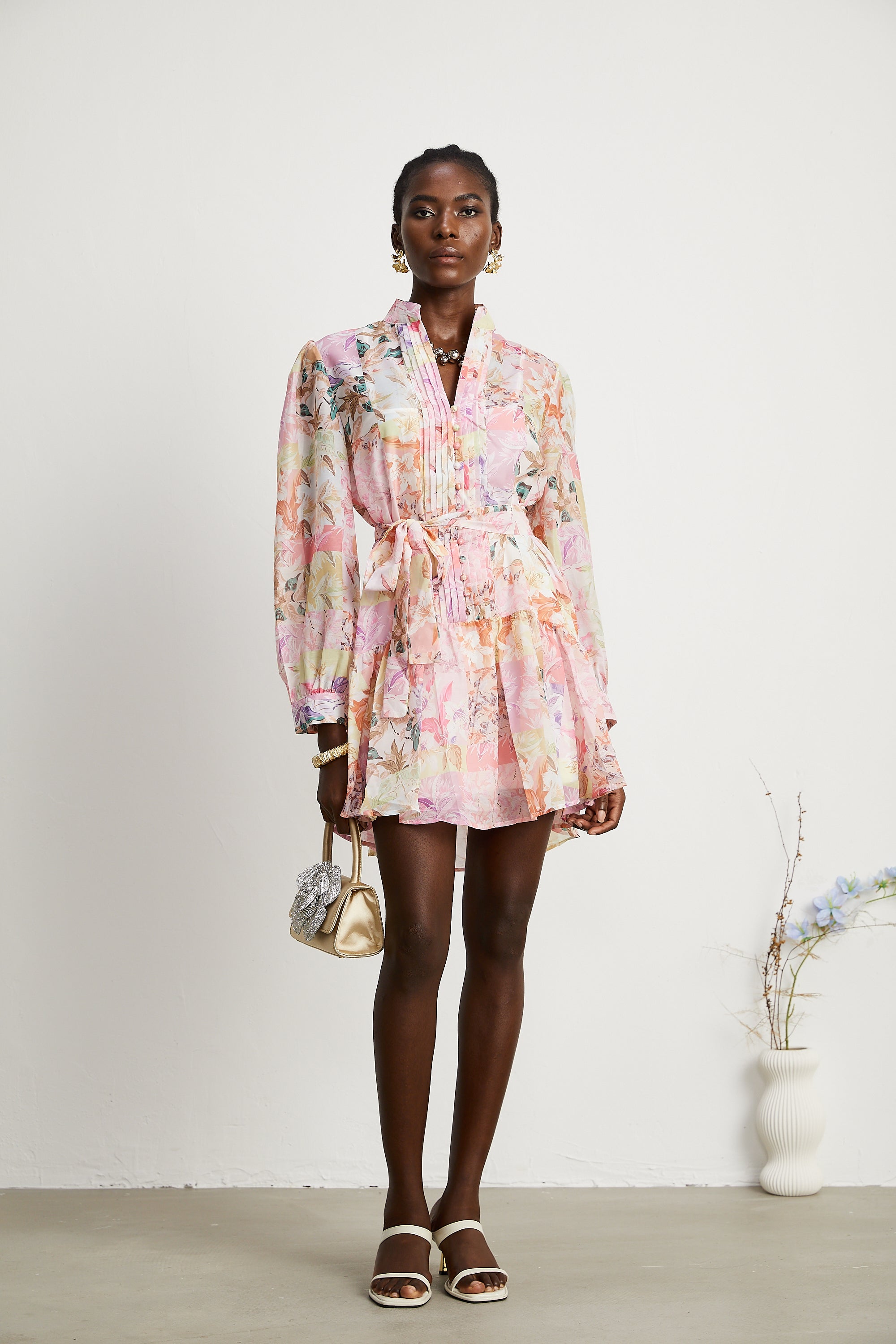 Honorine floral-print flared mini dress(US Only)