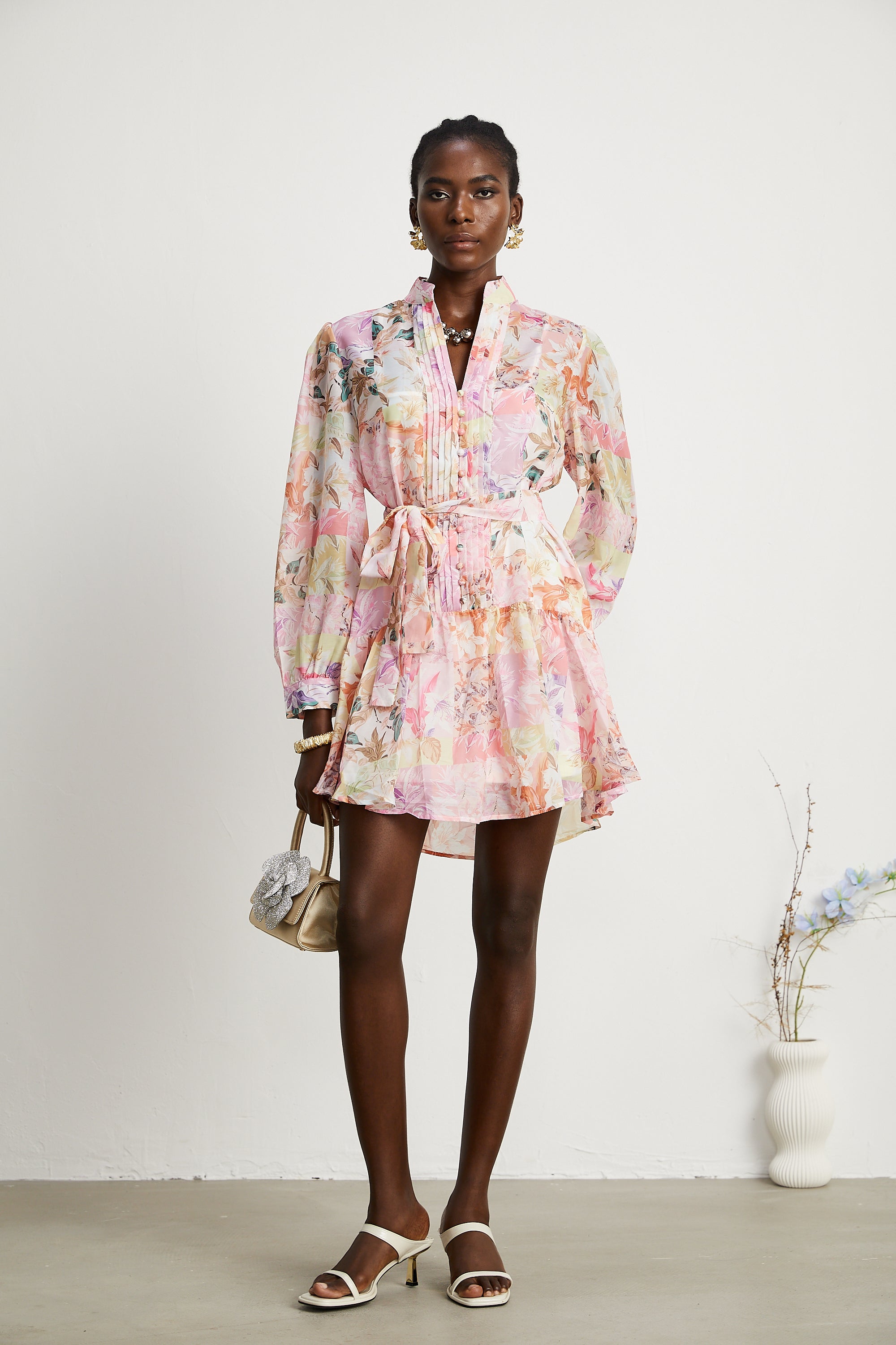 Honorine floral-print flared mini dress(US Only)