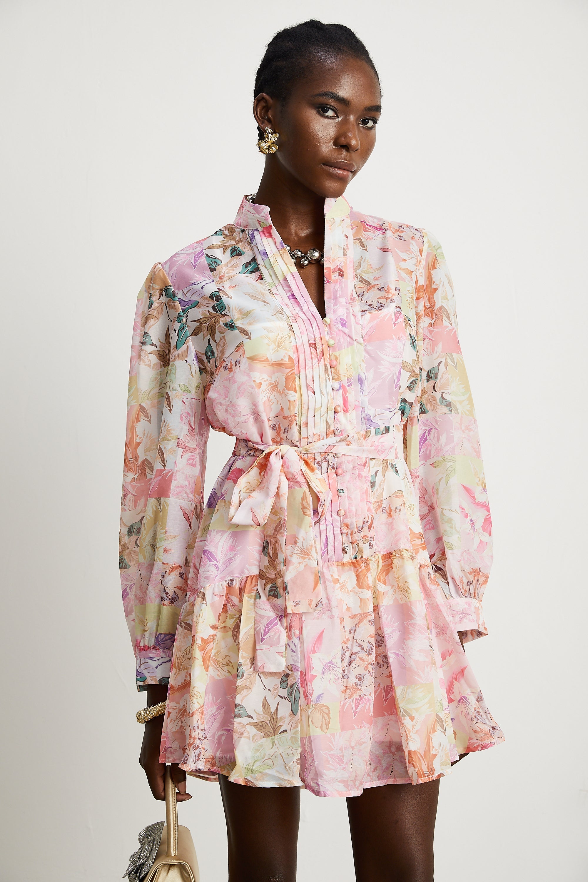 Honorine floral-print flared mini dress(US Only)