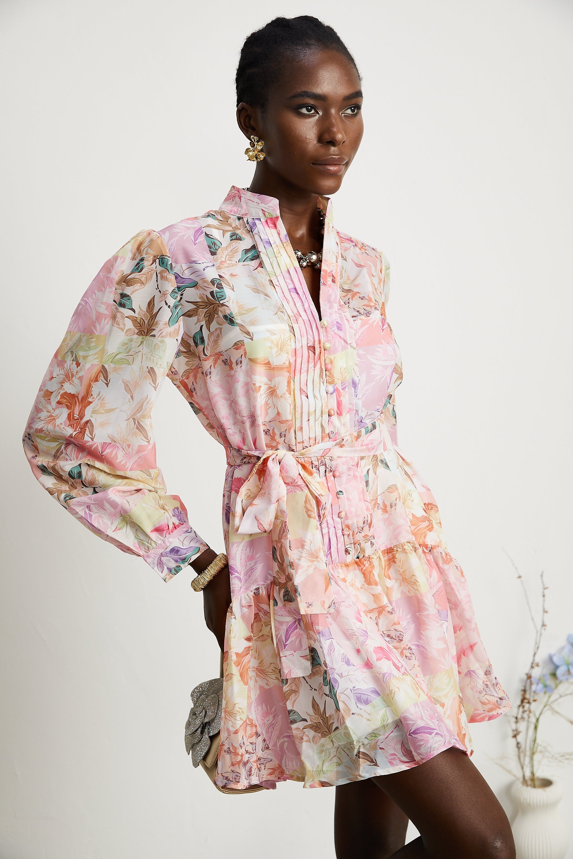 Honorine floral-print flared mini dress(US Only)
