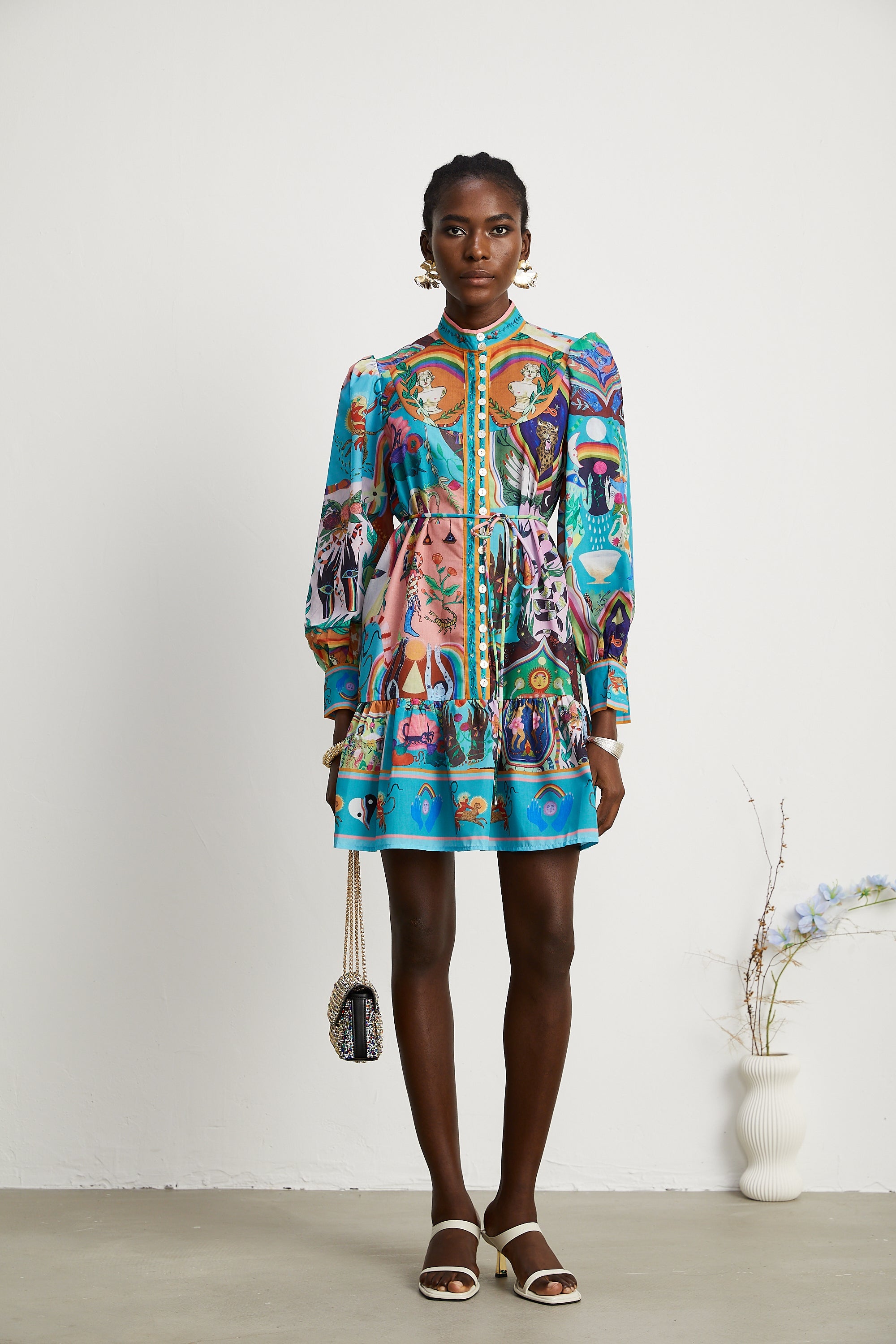 Valérie pattern-print flared mini dress (US Only)