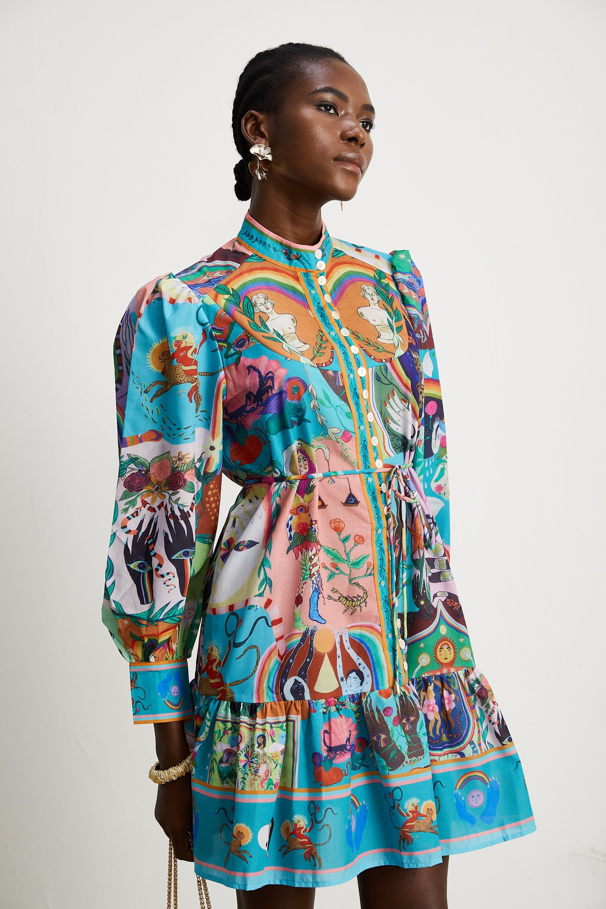 Valérie pattern-print flared mini dress (US Only)