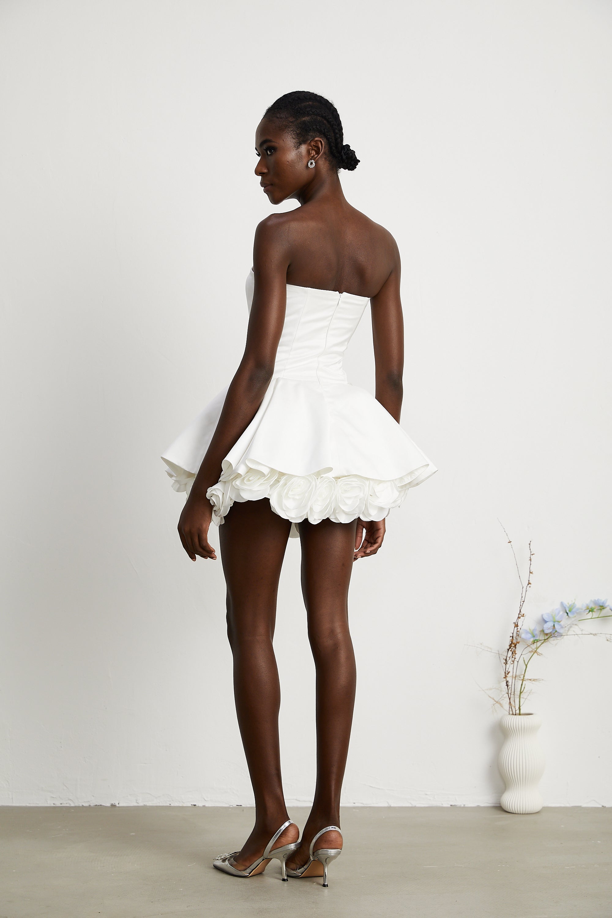 Lucie white petal-layered strapless corset mini dress (Final Sale-US Only)