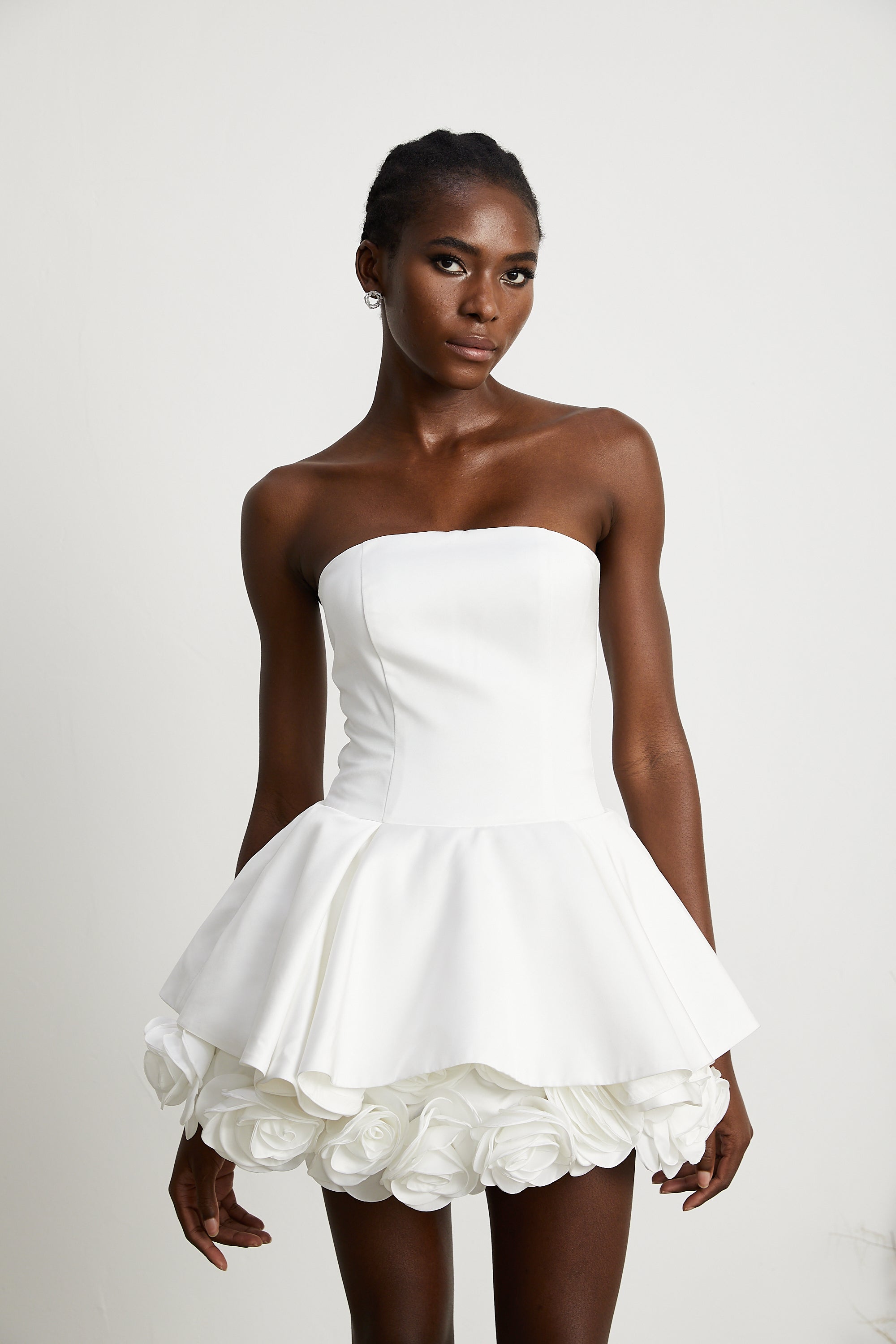 Lucie white petal-layered strapless corset mini dress (Final Sale-US Only)