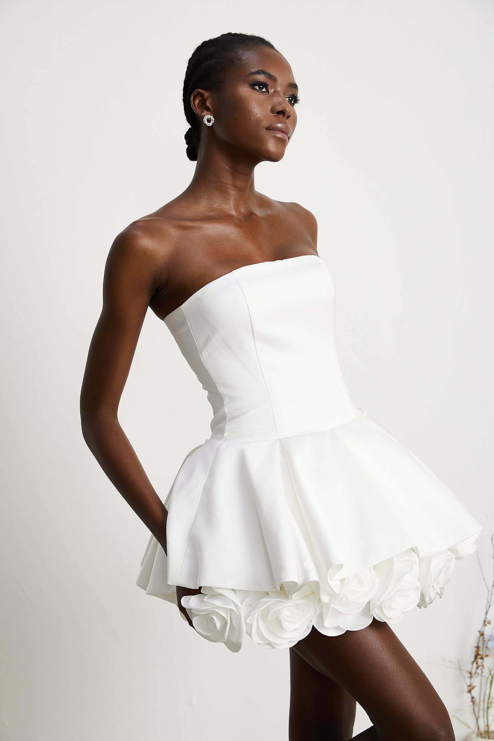 Lucie white petal-layered strapless corset mini dress (Final Sale-US Only)