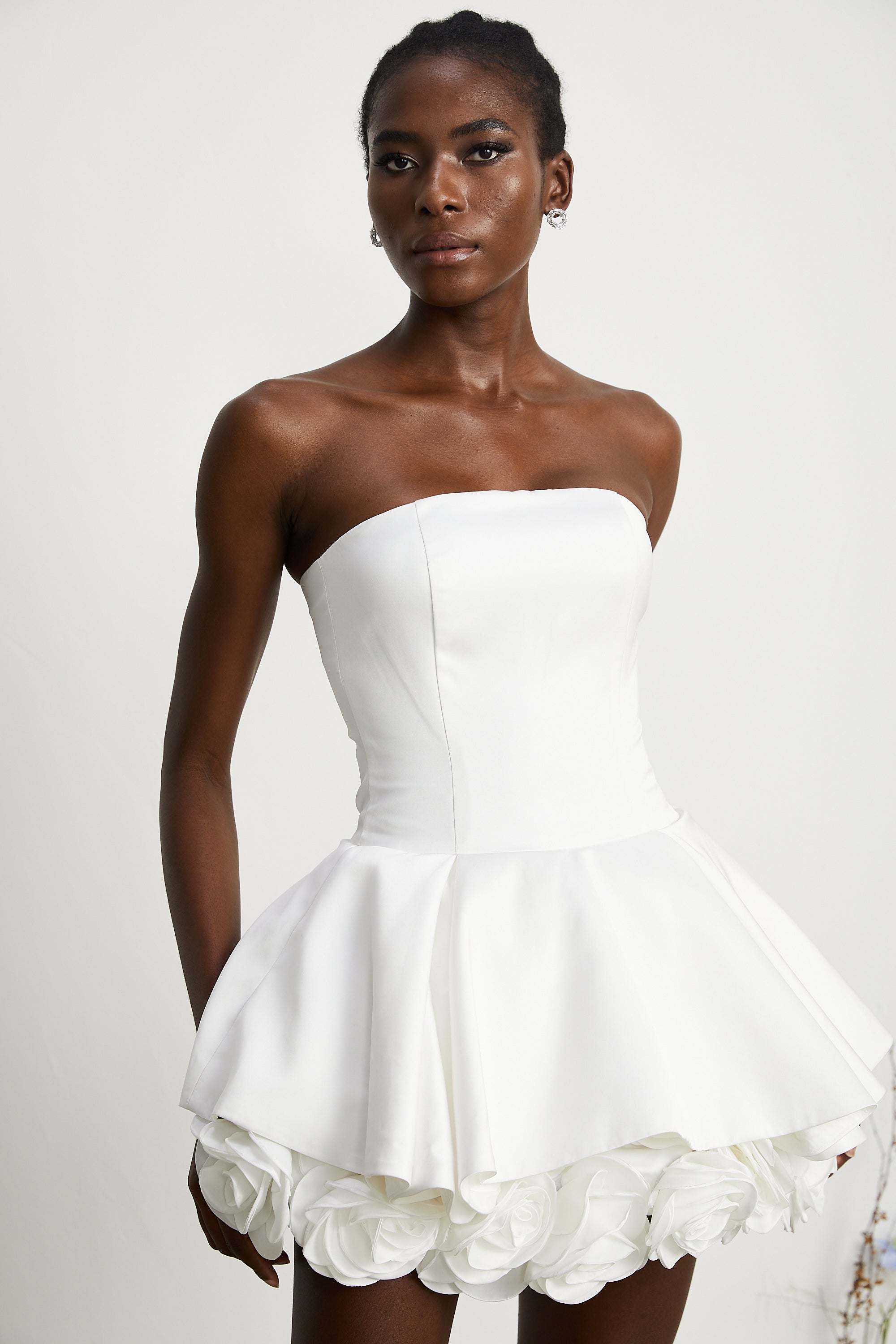 Lucie white petal-layered strapless corset mini dress (Final Sale-US Only)