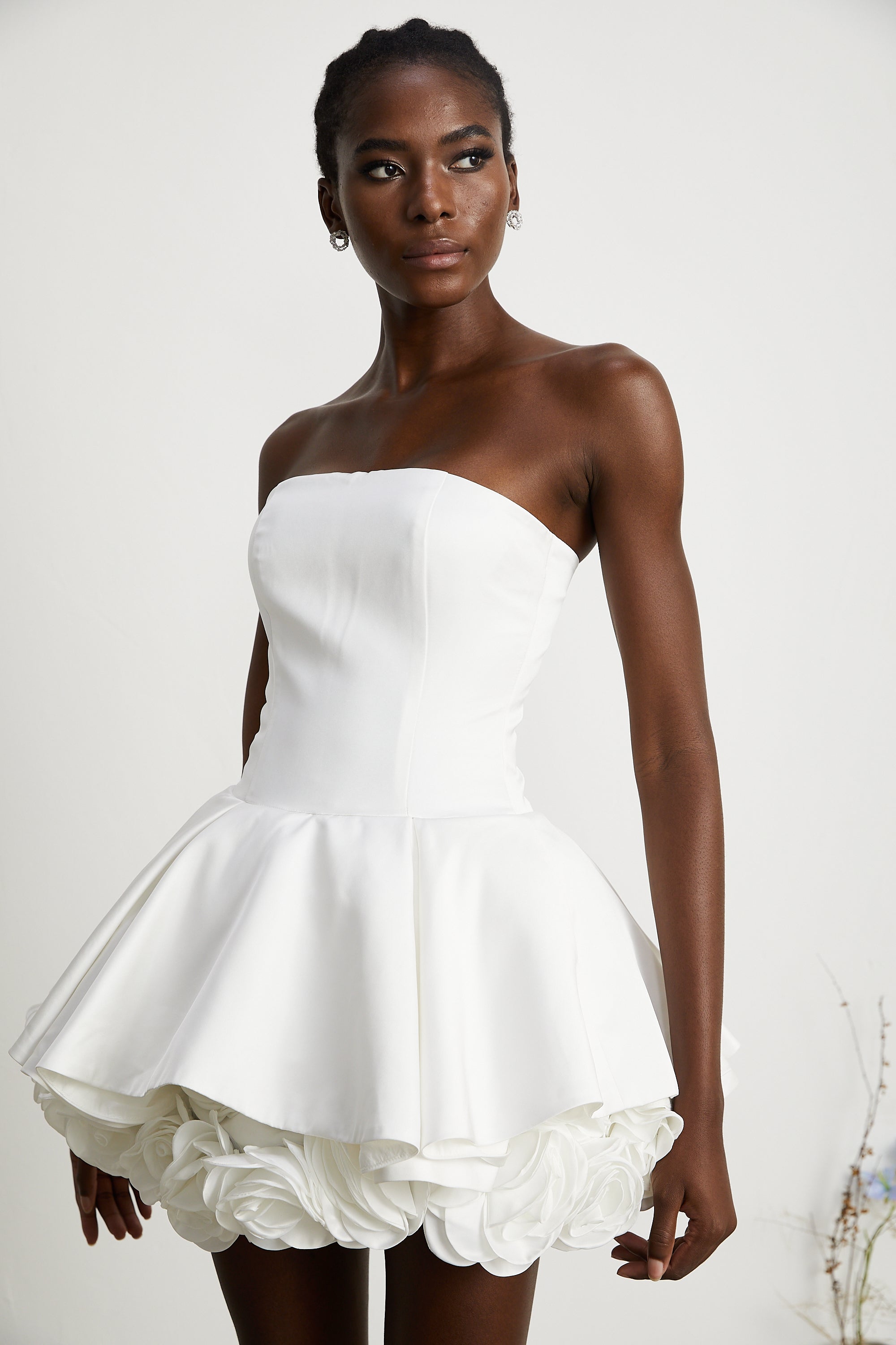Lucie white petal-layered strapless corset mini dress (Final Sale-US Only)