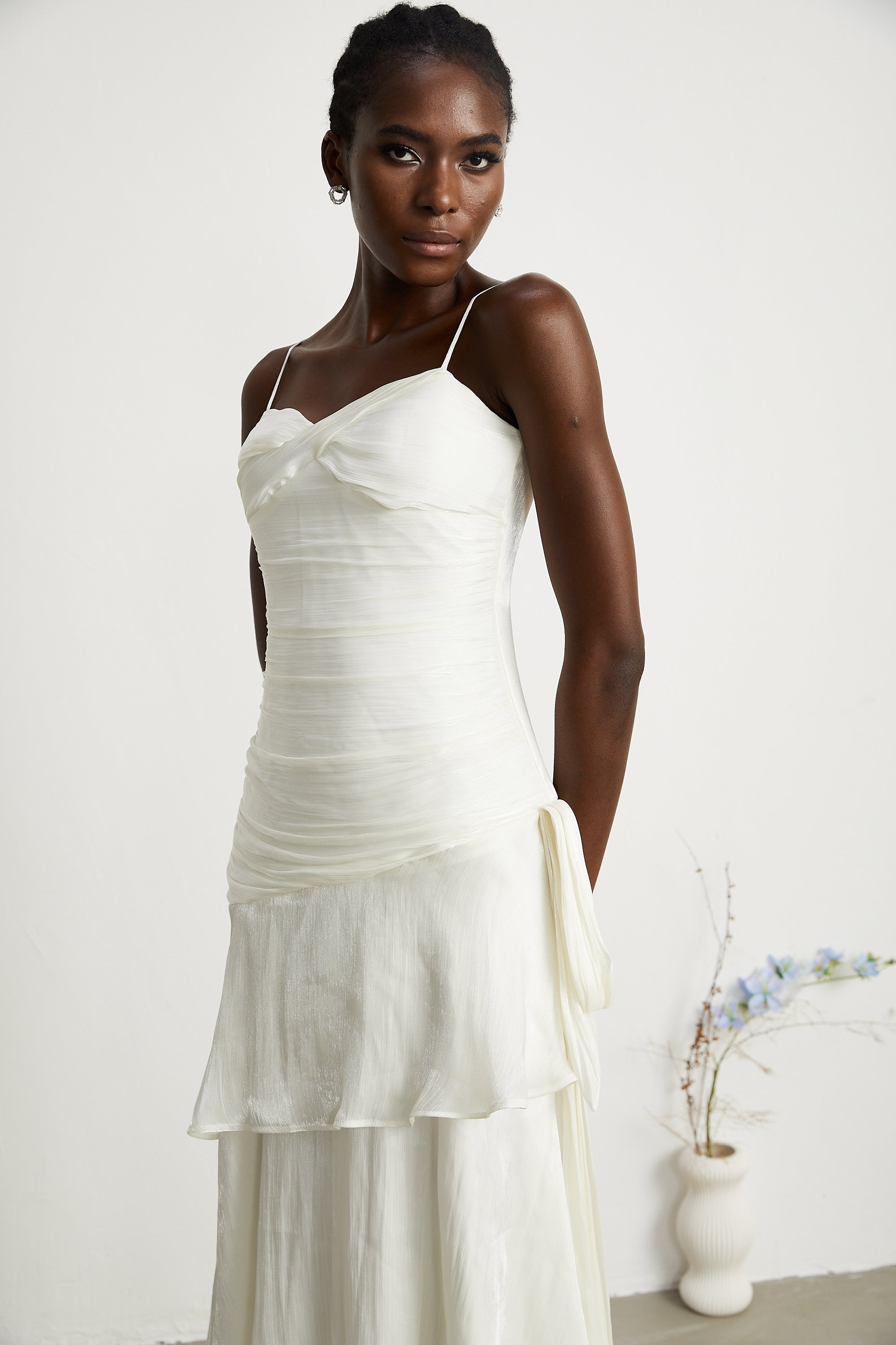 Bérénice layered flounce-hem midi dress (US Only)