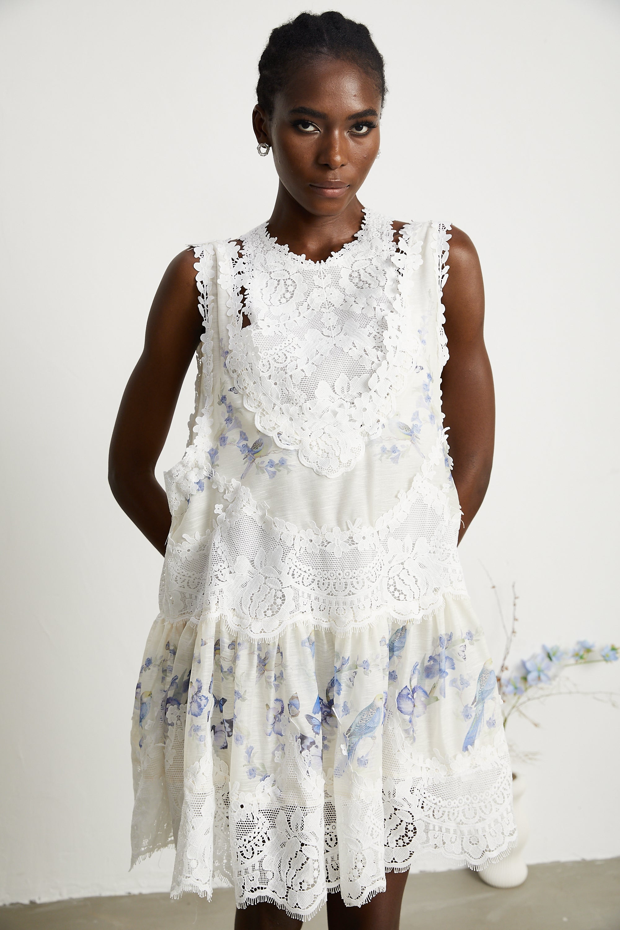 Dionne lace patch mini dress