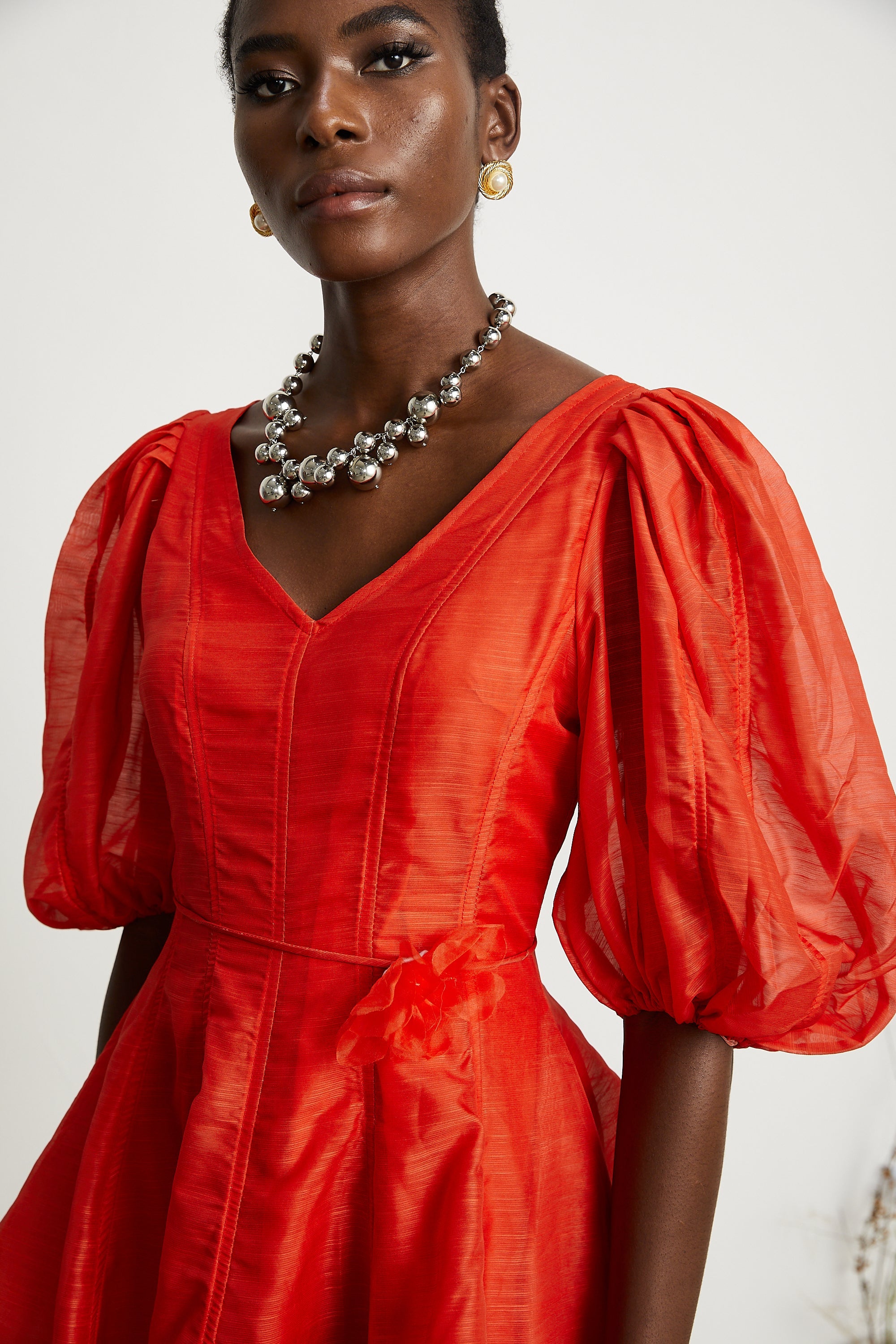 Allie puff-sleeved belted mini dress (US Only)