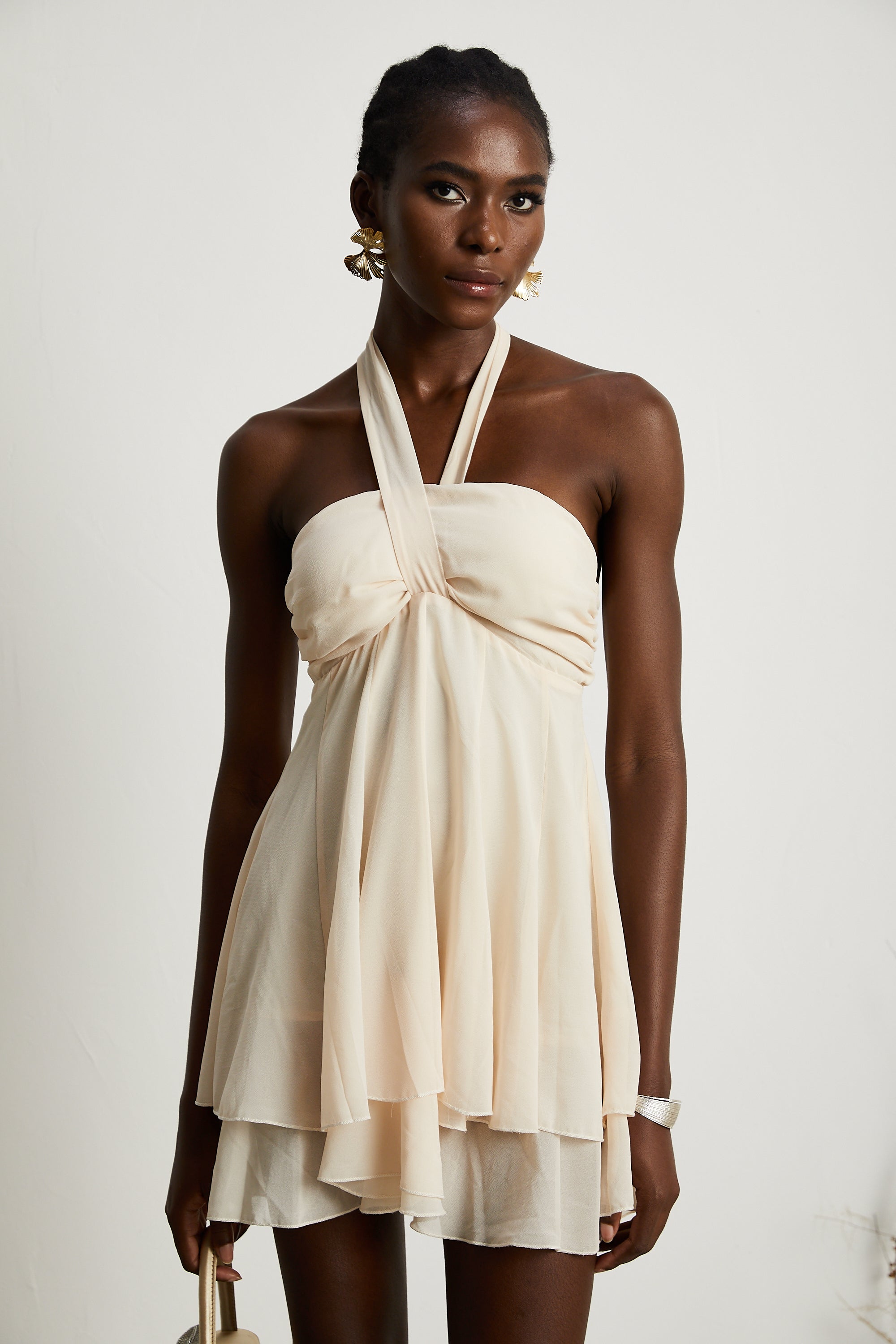 Esmerie Sleeveless Bustier Mini Dress with Back Tie Detail (Final Sale)