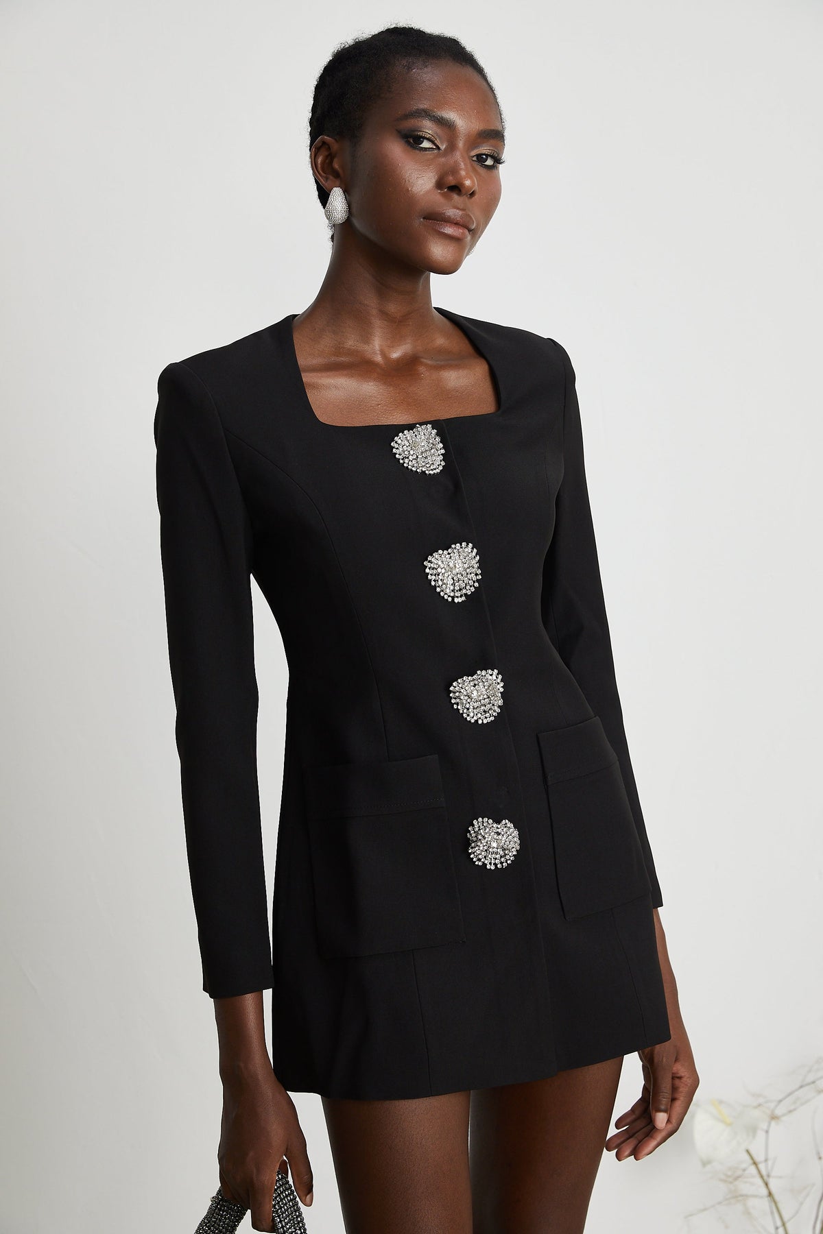 Fionnghuala black crystal mini dress