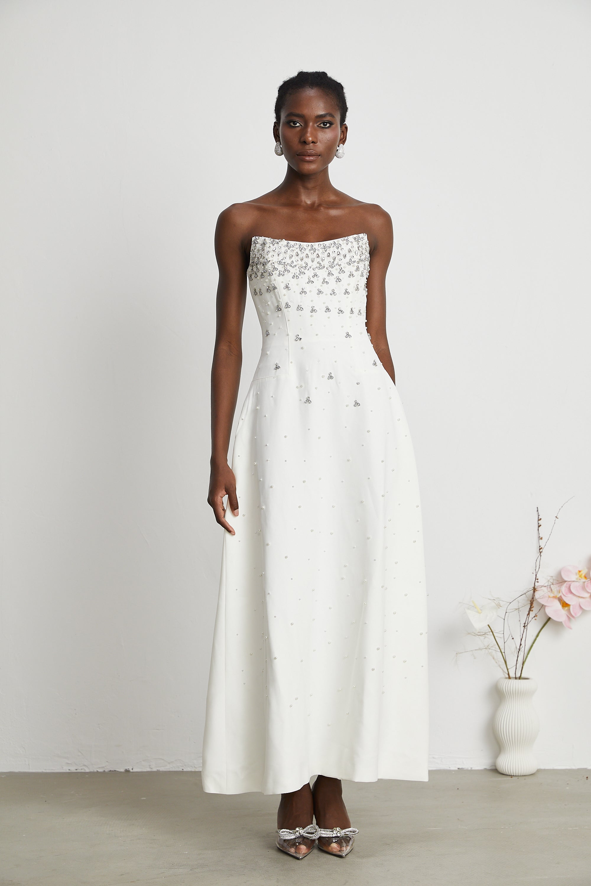 Melisande white embellished maxi dress (US Only)