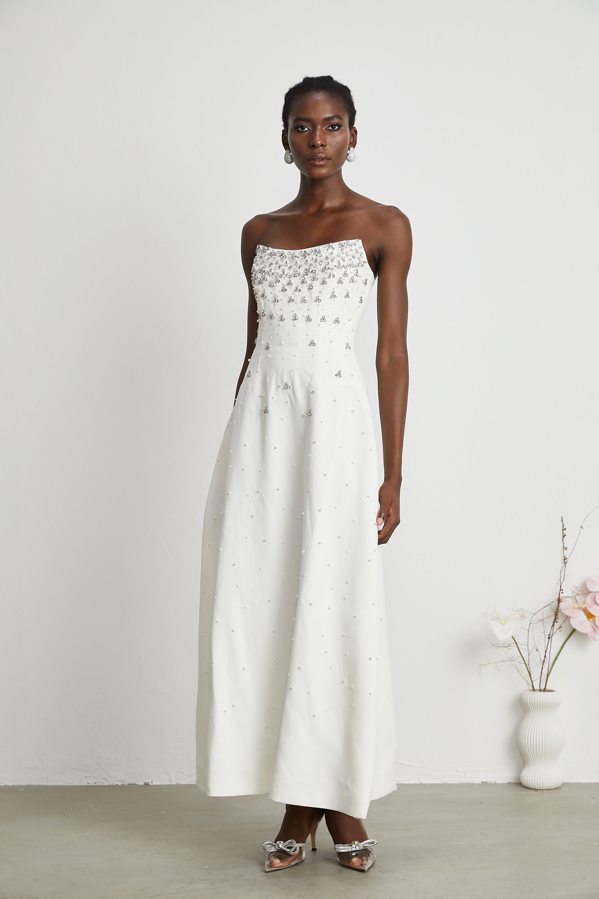 Melisande white embellished maxi dress (US Only)