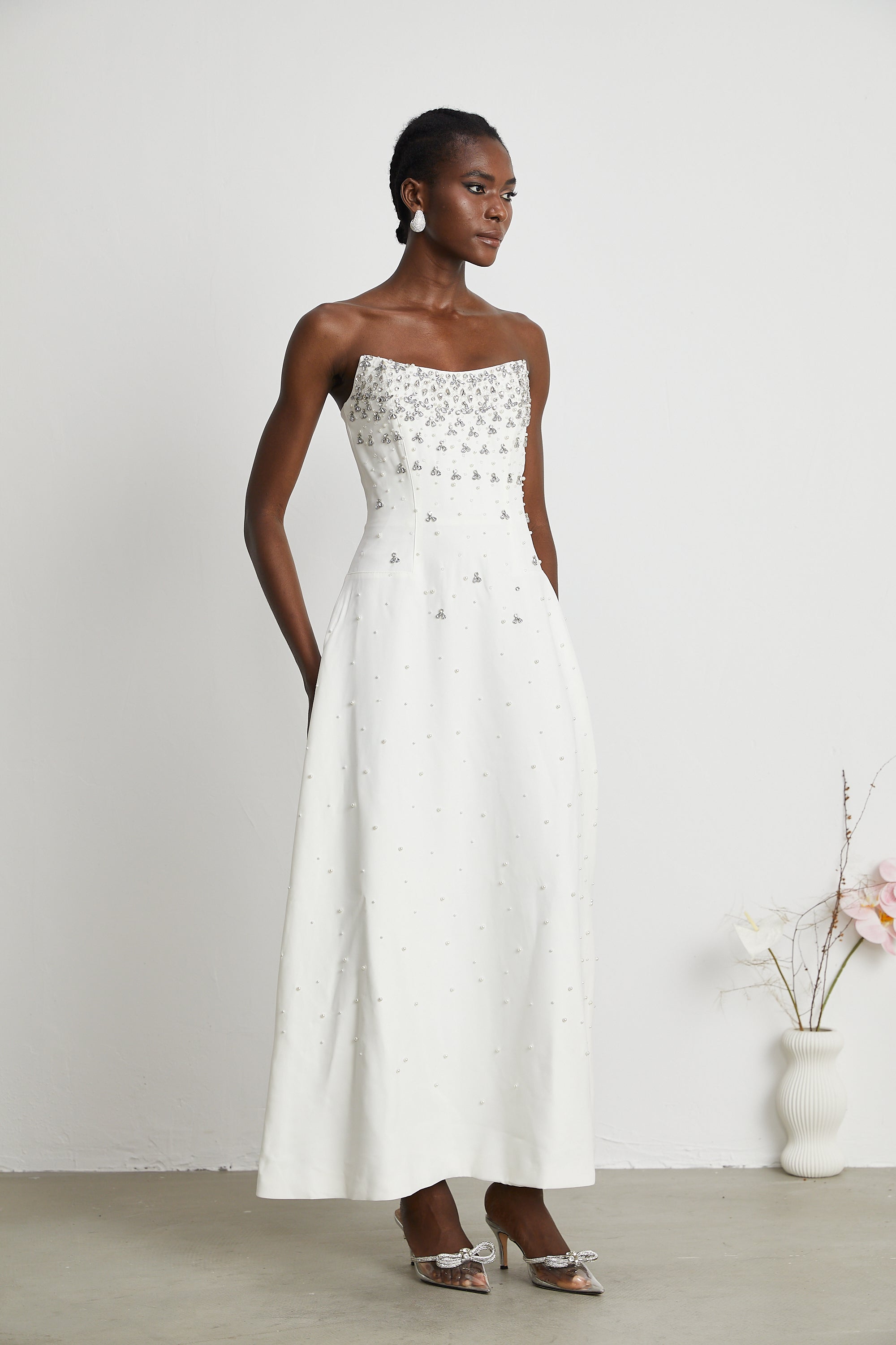 Melisande white embellished maxi dress (US Only)