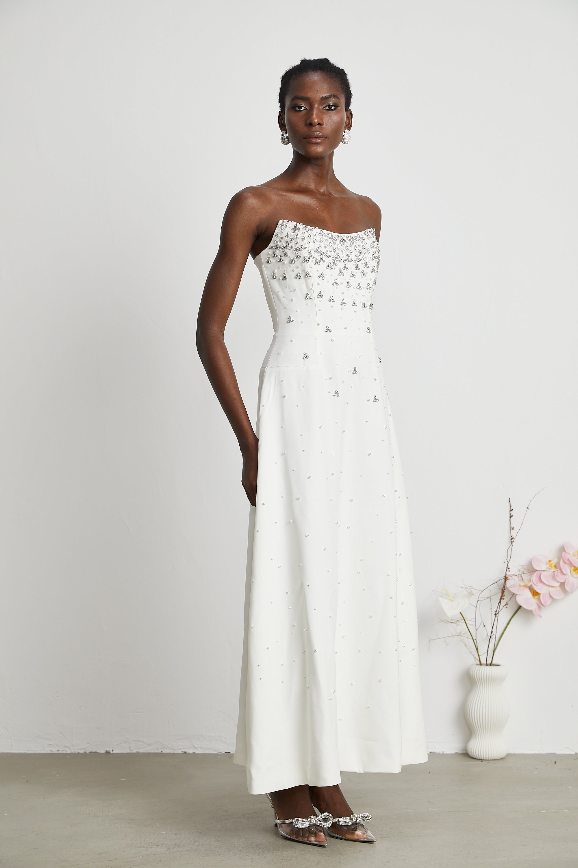Melisande white embellished maxi dress (US Only)