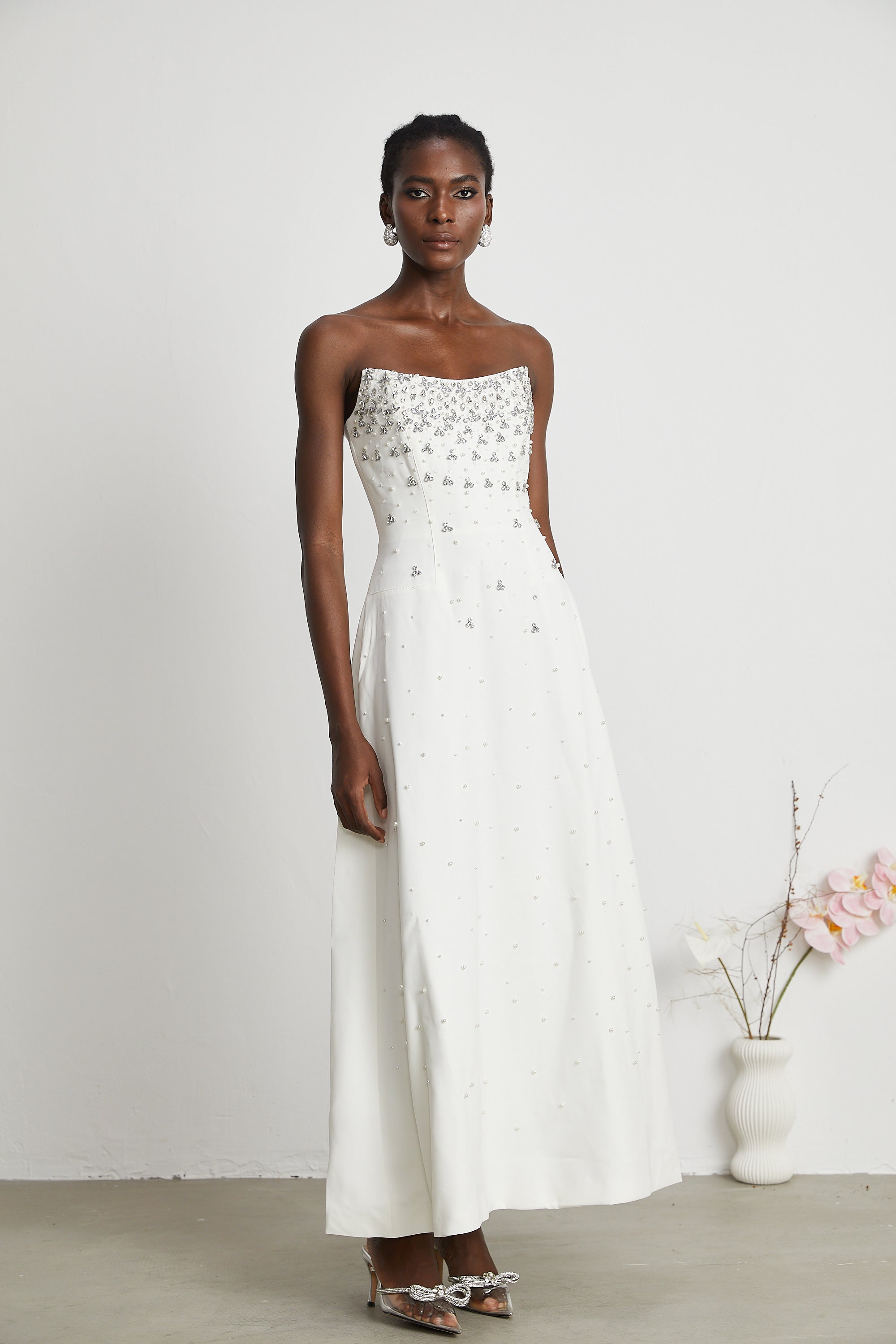 Melisande white embellished maxi dress (US Only)