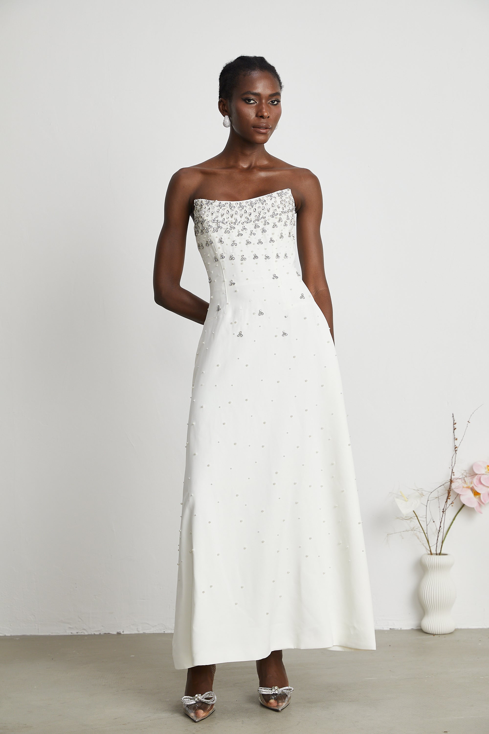 Melisande white embellished maxi dress (US Only)